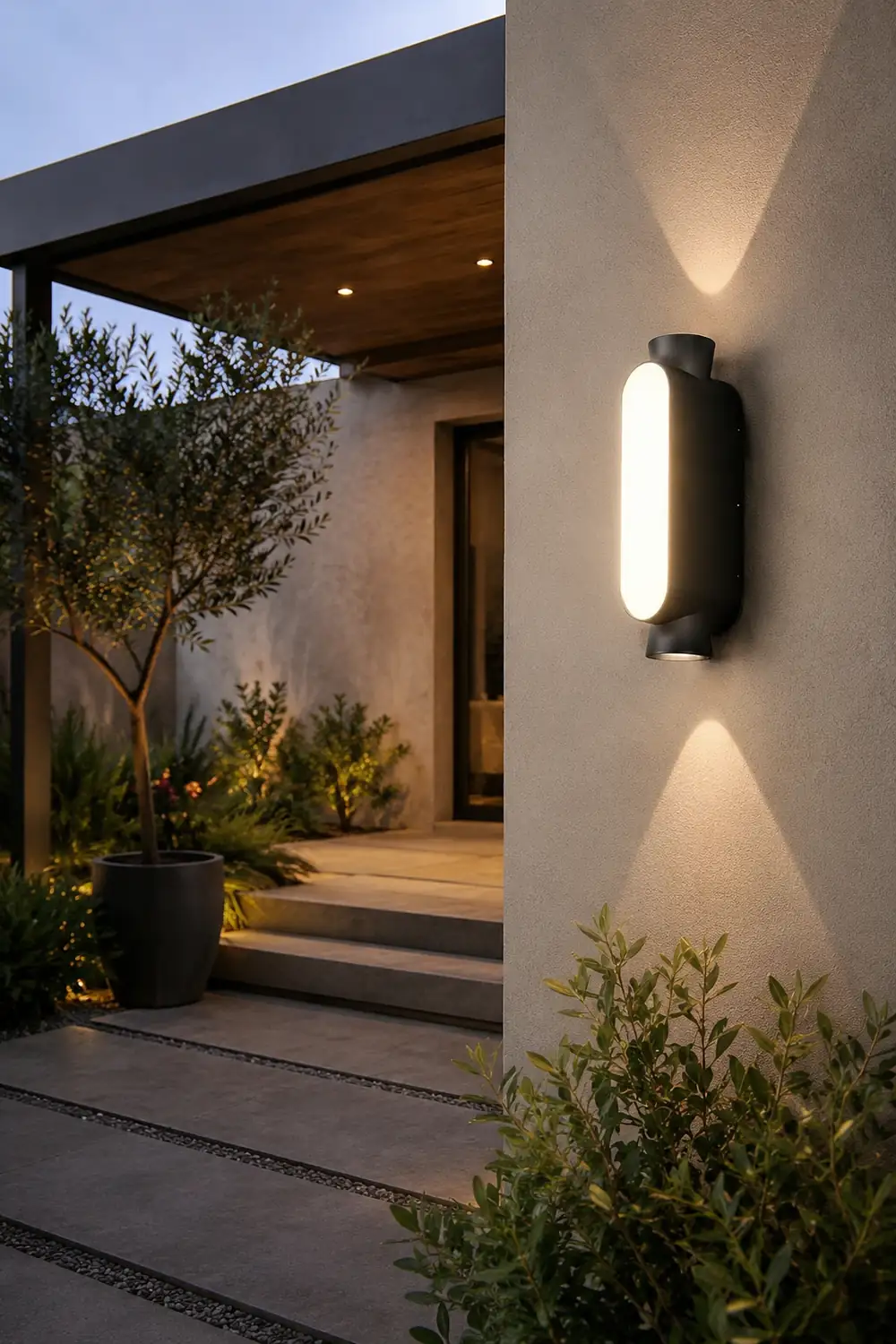 Waterproof LED Up and Down Lights Black Modern Outdoor Wall Sconce Lighting - Lumpaz