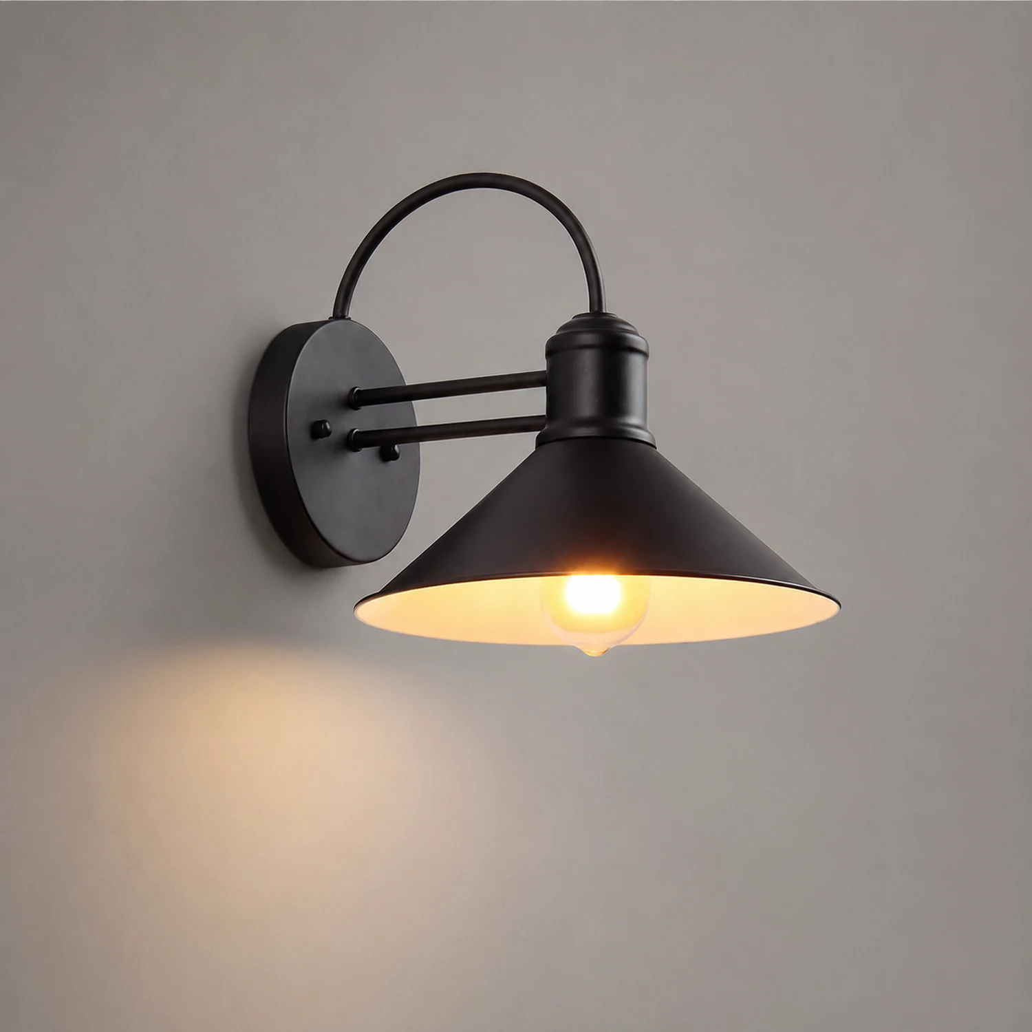 Retro Conical Iron Waterproof Industrial Style Outdoor Wall Lamp Exterior Lights - Lumpaz