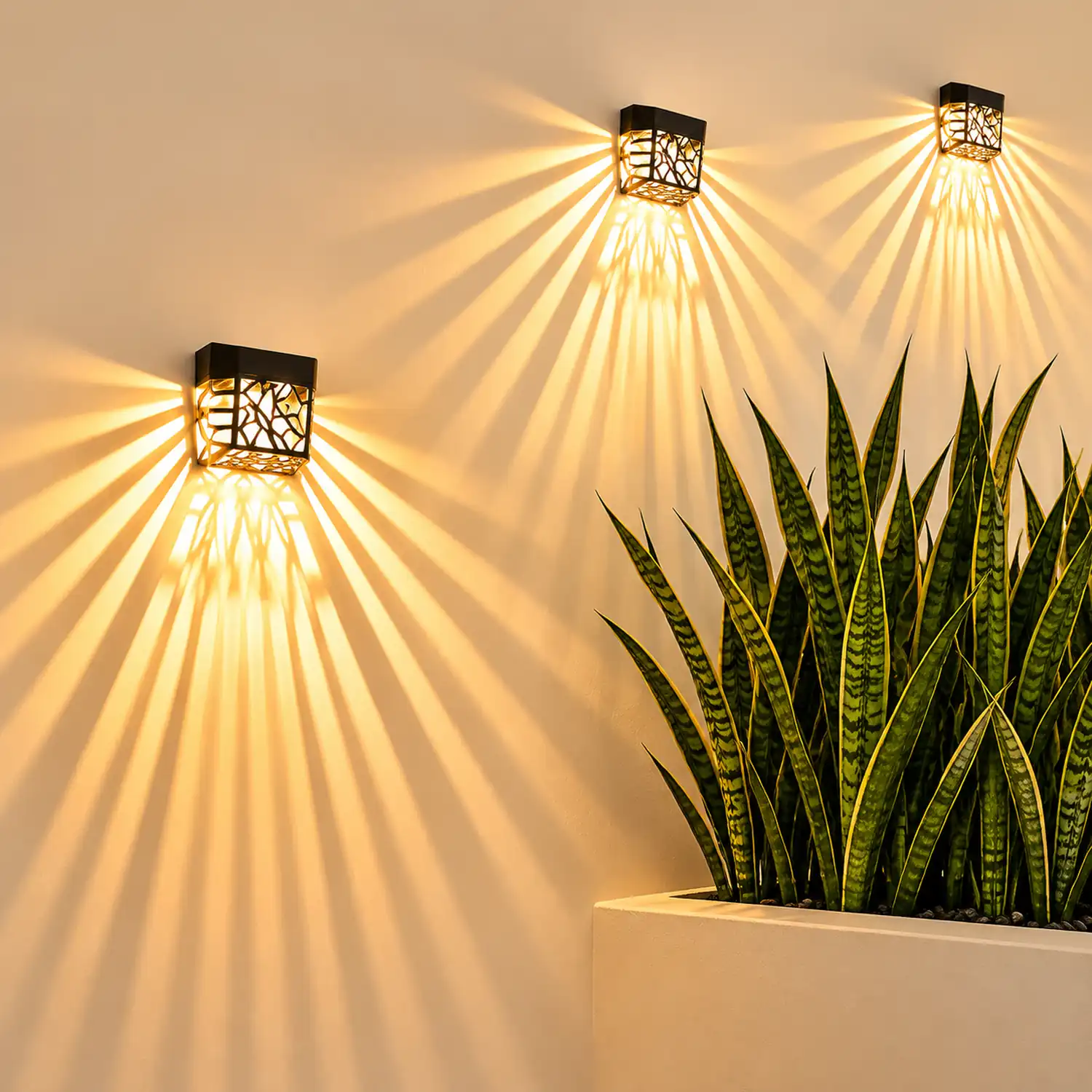 Solar Hollow Outdoor Wall Sconce Lighting Led Fence Wall Lamp Garden Lights - Lumpaz