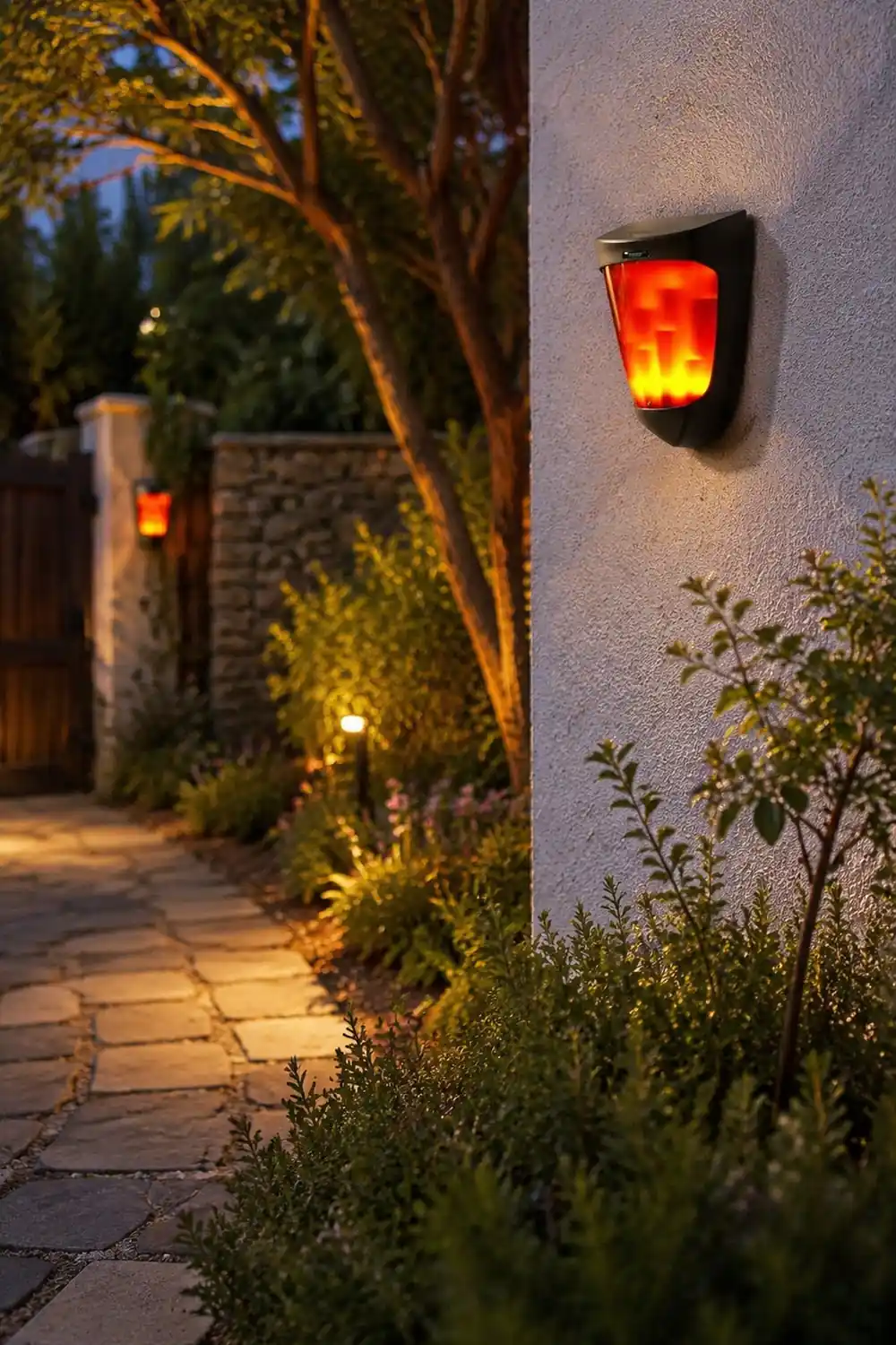 Solar Energy LED Outdoor Wall Lamp Flame Light Wall Sconce Lighting Wall Lights - Lumpaz