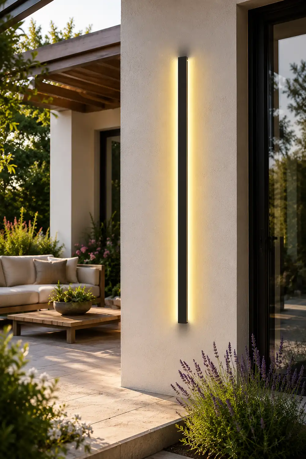 Black Long Strip Metal Waterproof Dimmable Modern Outdoor Wall Lights - Lumpaz