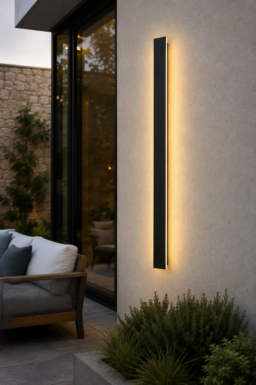 Outdoor Long Strip Waterproof Metal Black Modern Outdoor Wall Lights - Lumpaz