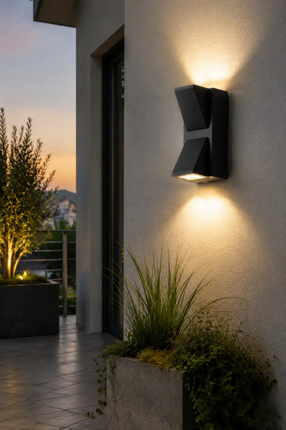 Waterproof LED Up And Down Lighting Black Modern Outdoor Wall Lights - Lumpaz