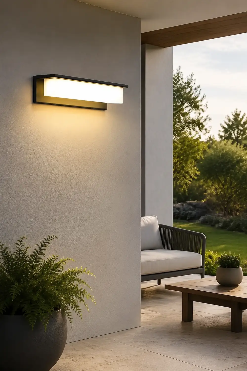 Minimalist Rectangular Waterproof LED Modern Solar Wall Lamp Exterior Lights - Lumpaz
