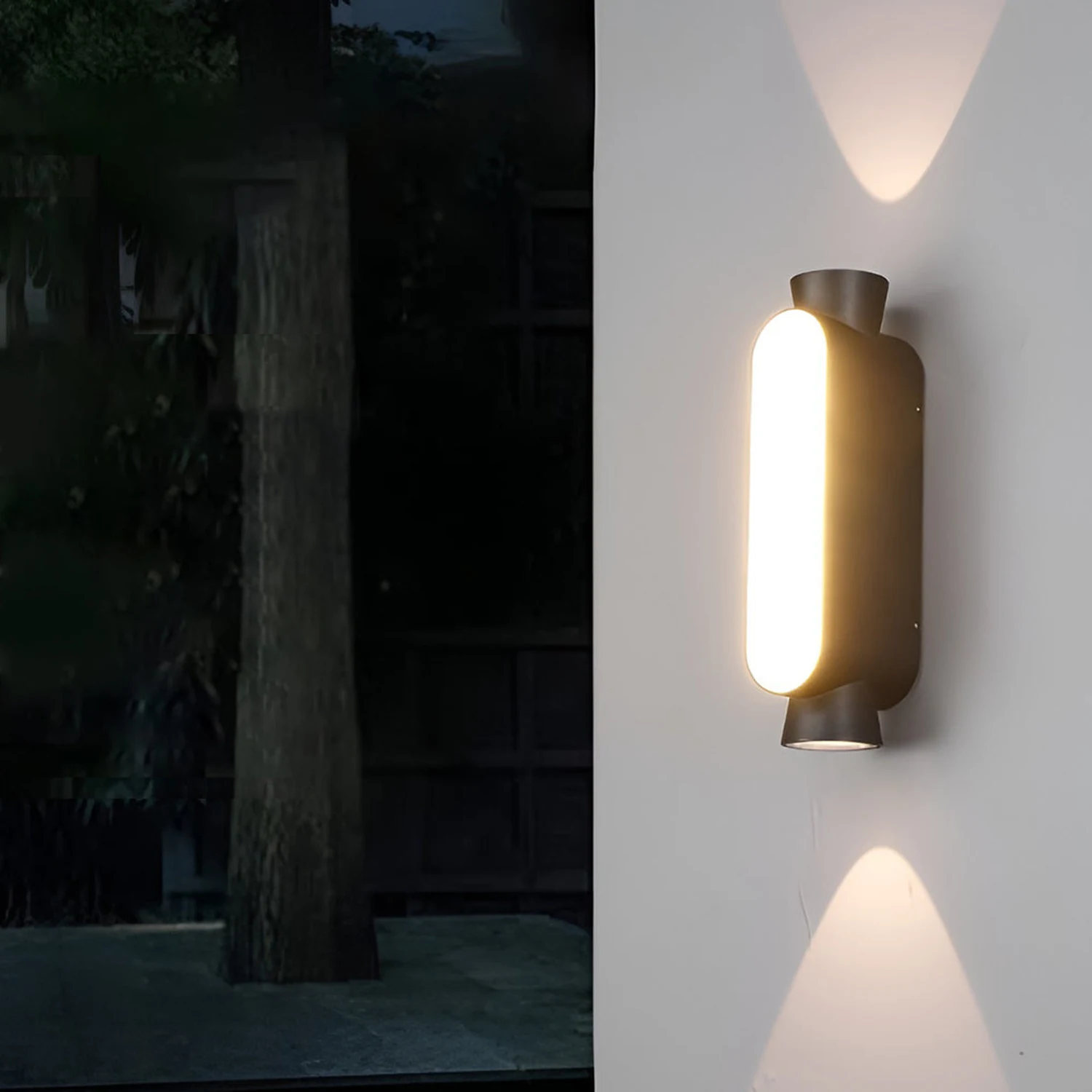 Waterproof LED Up and Down Lights Black Modern Outdoor Wall Sconce Lighting - Lumpaz