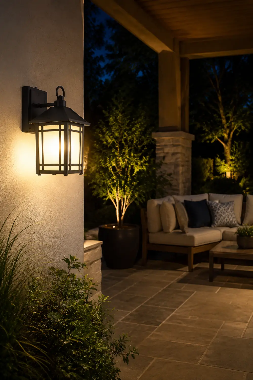 LED Outdoor Induction Exterior Wall Light Waterproof Wall Light with Light Sensing - Lumpaz
