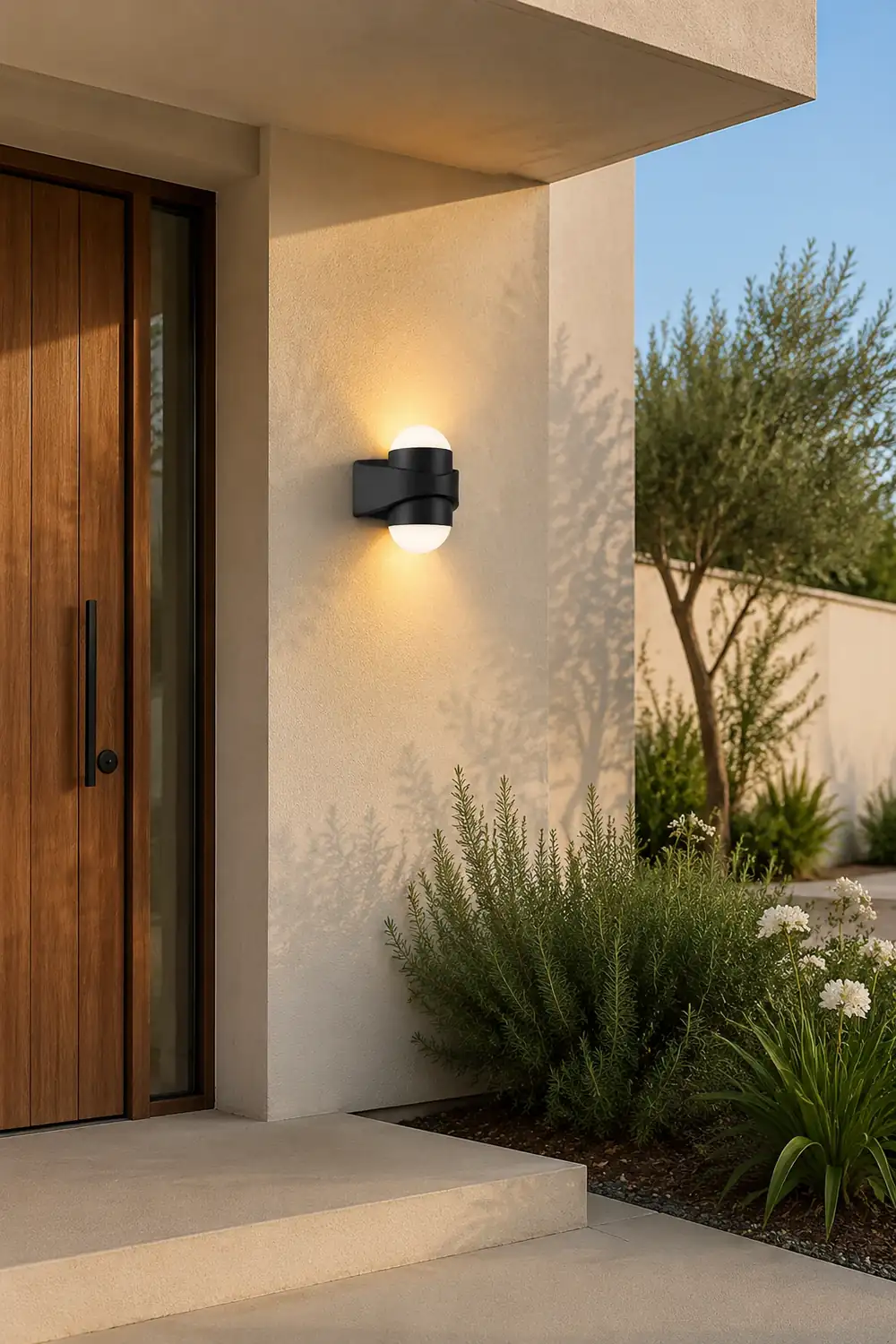 Round Waterproof LED Black Modern Up and Down Lights Outdoor Wall Sconces - Lumpaz