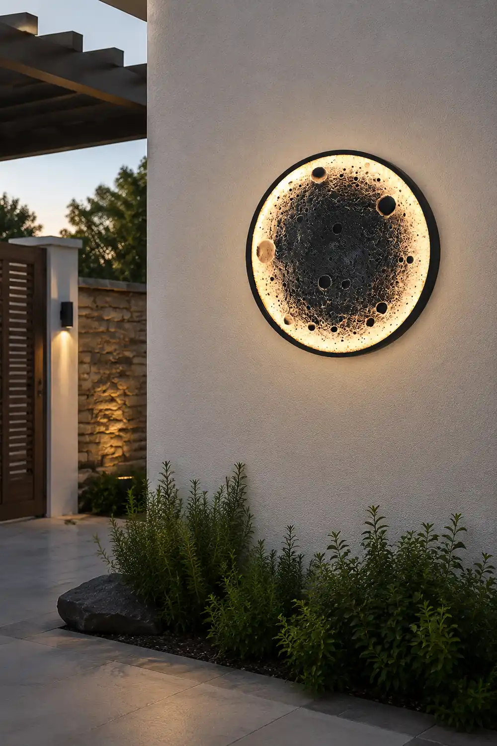 Round Moon Waterproof LED Modern Outdoor Wall Lights Fixture Wall Lamp - Lumpaz