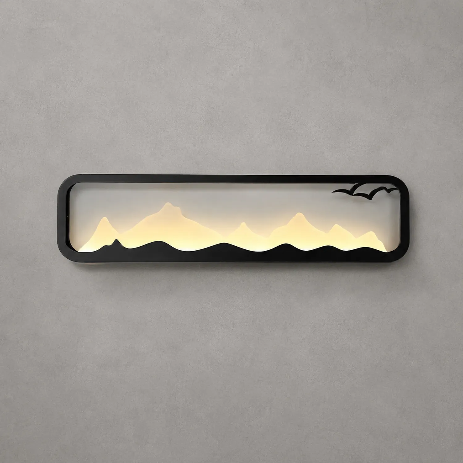 Rectangular Mountain Scenery LED Waterproof Black Outdoor Wall Lamp - Lumpaz