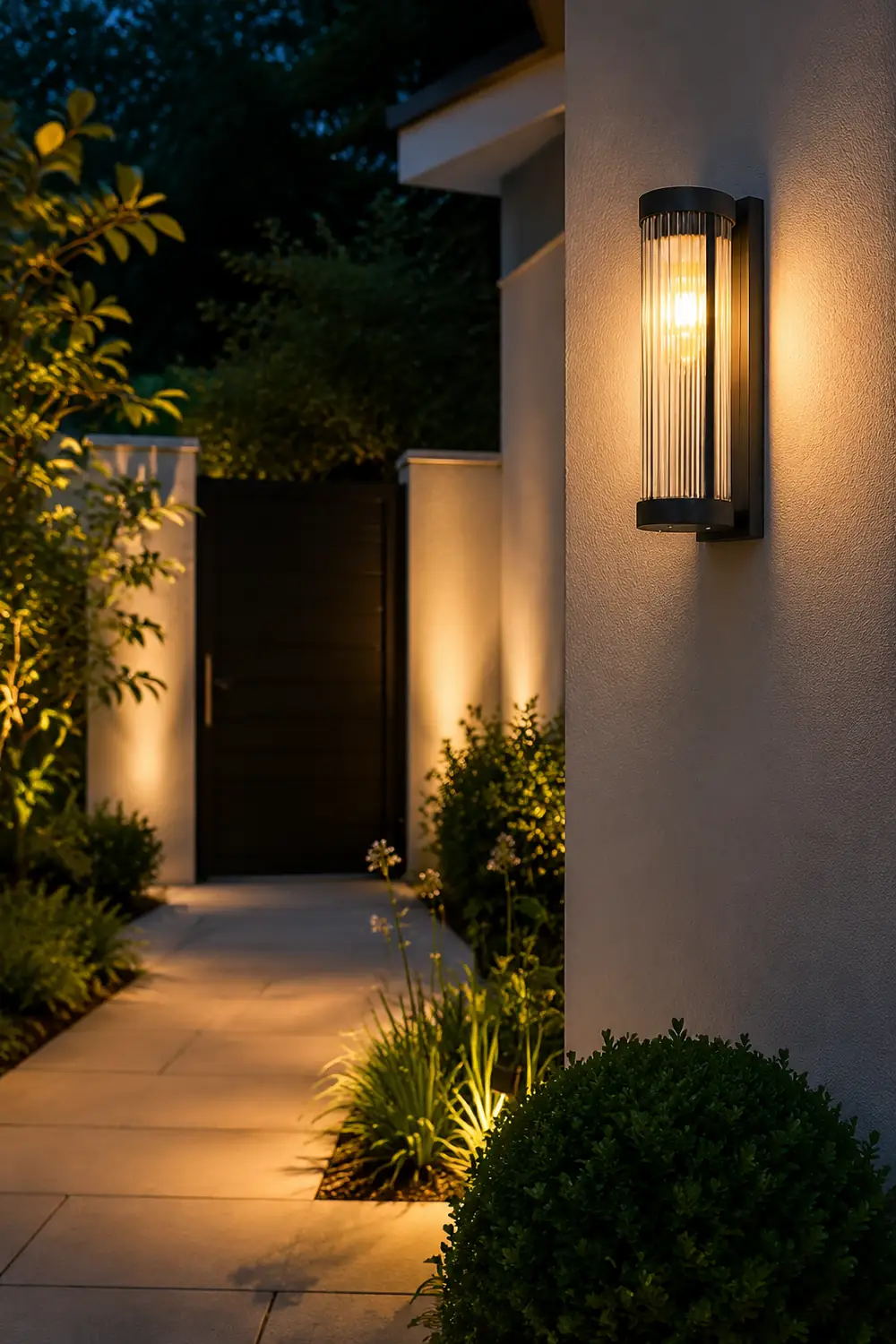 Creative Glass Waterproof LED Black Modern Solar Wall Lamp Exterior Lights - Lumpaz