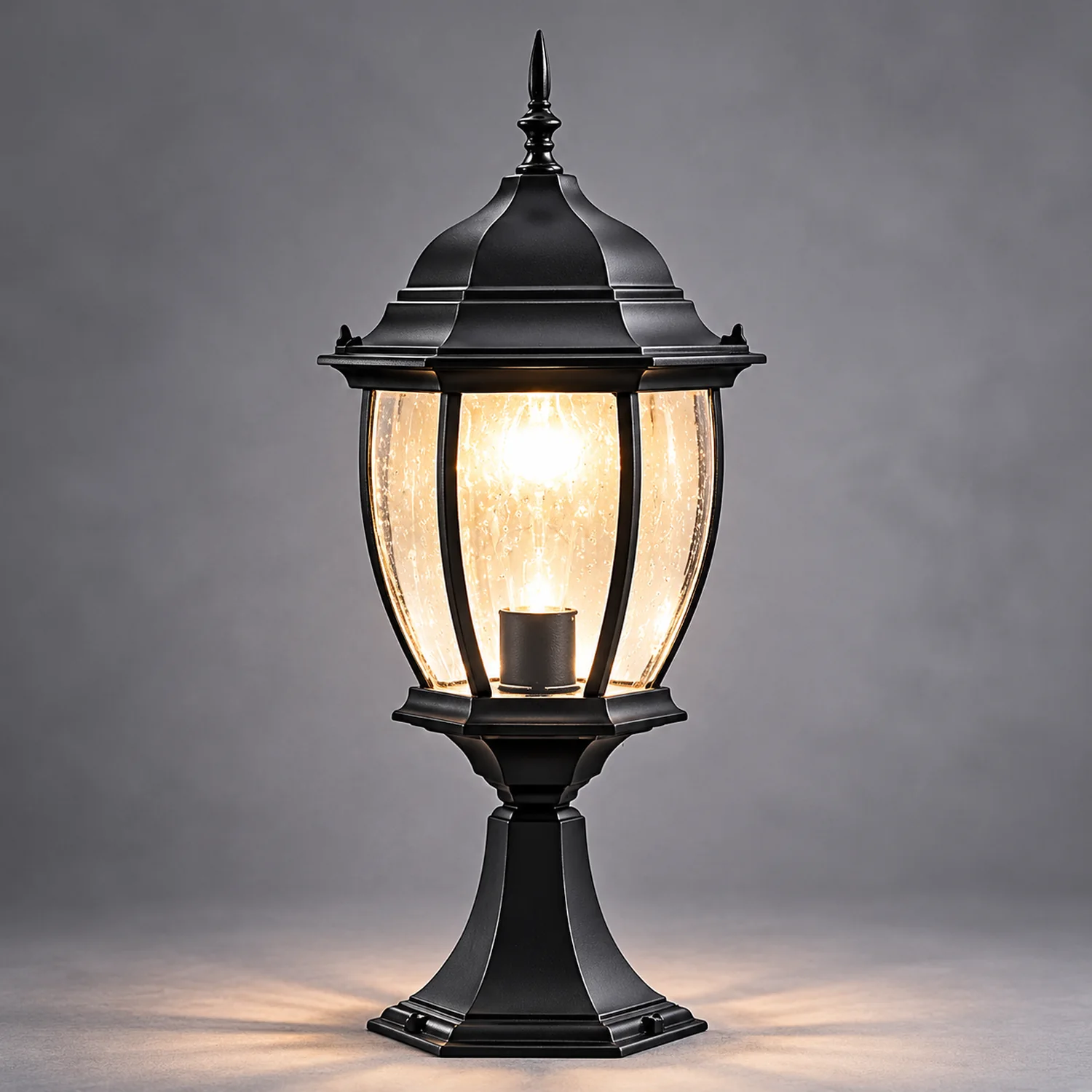 Led Waterproof Black Vintage Outdoor Solar Fence Post Lights with Remote - Lumpaz