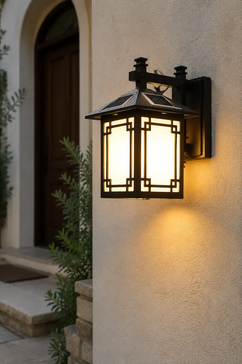 Up/Down Lighting Waterproof Black Vintage Solar Lights Outdoor Lanterns - Lumpaz