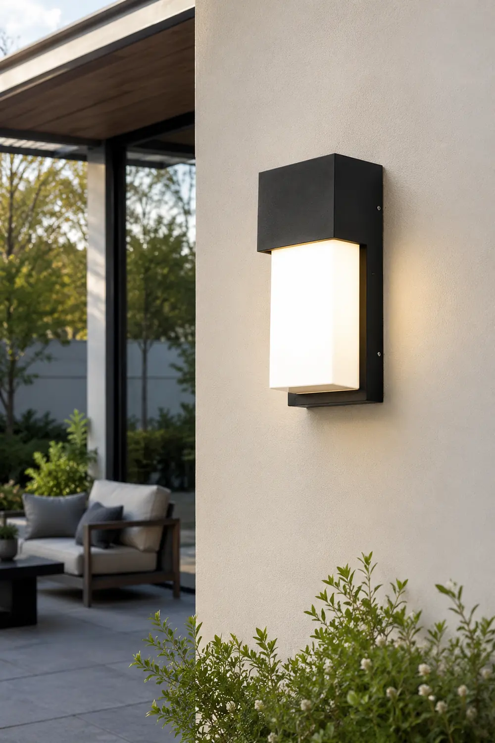 Rectangular Waterproof LED 10W Black Modern Outdoor Wall Light Fixture - Lumpaz