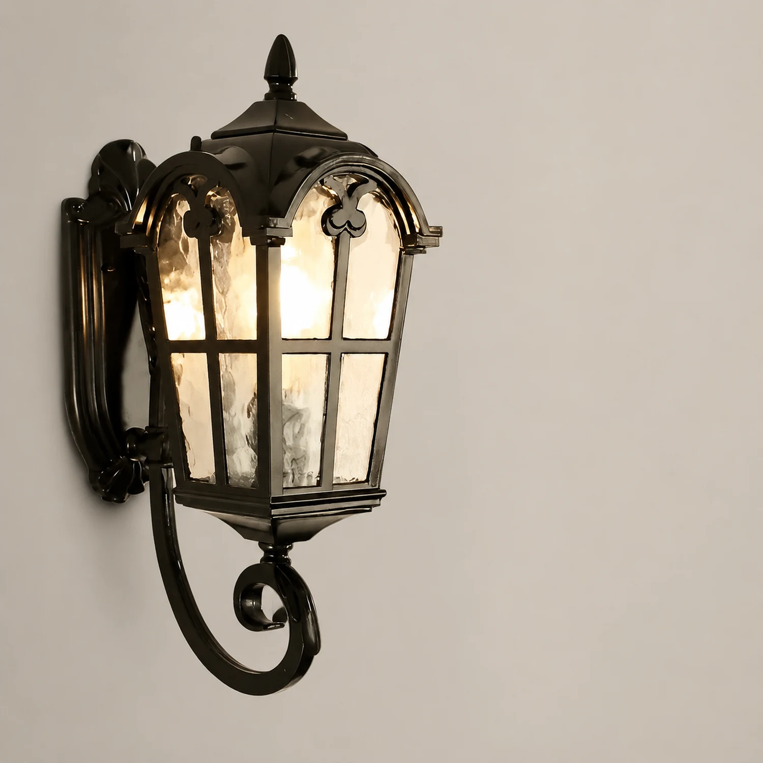 Vintage Glass Waterproof Black European-style Outdoor Wall Lamp Exterior Lights - Lumpaz