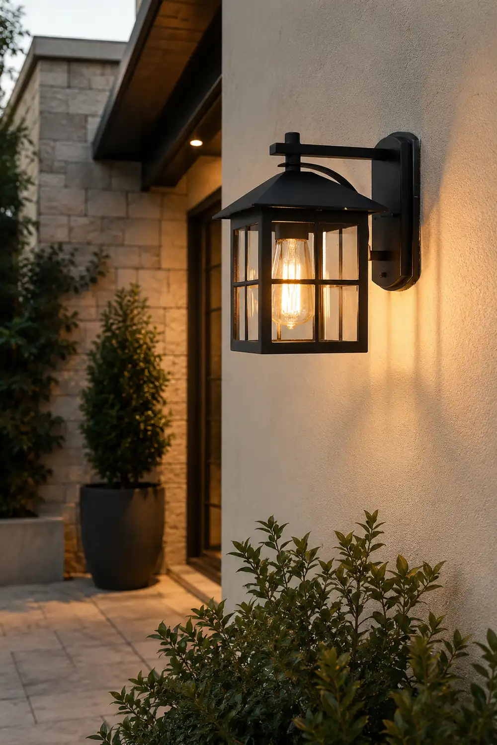 Minimalist Square Glass Lampshade Waterproof Modern Outdoor Lanterns - Lumpaz