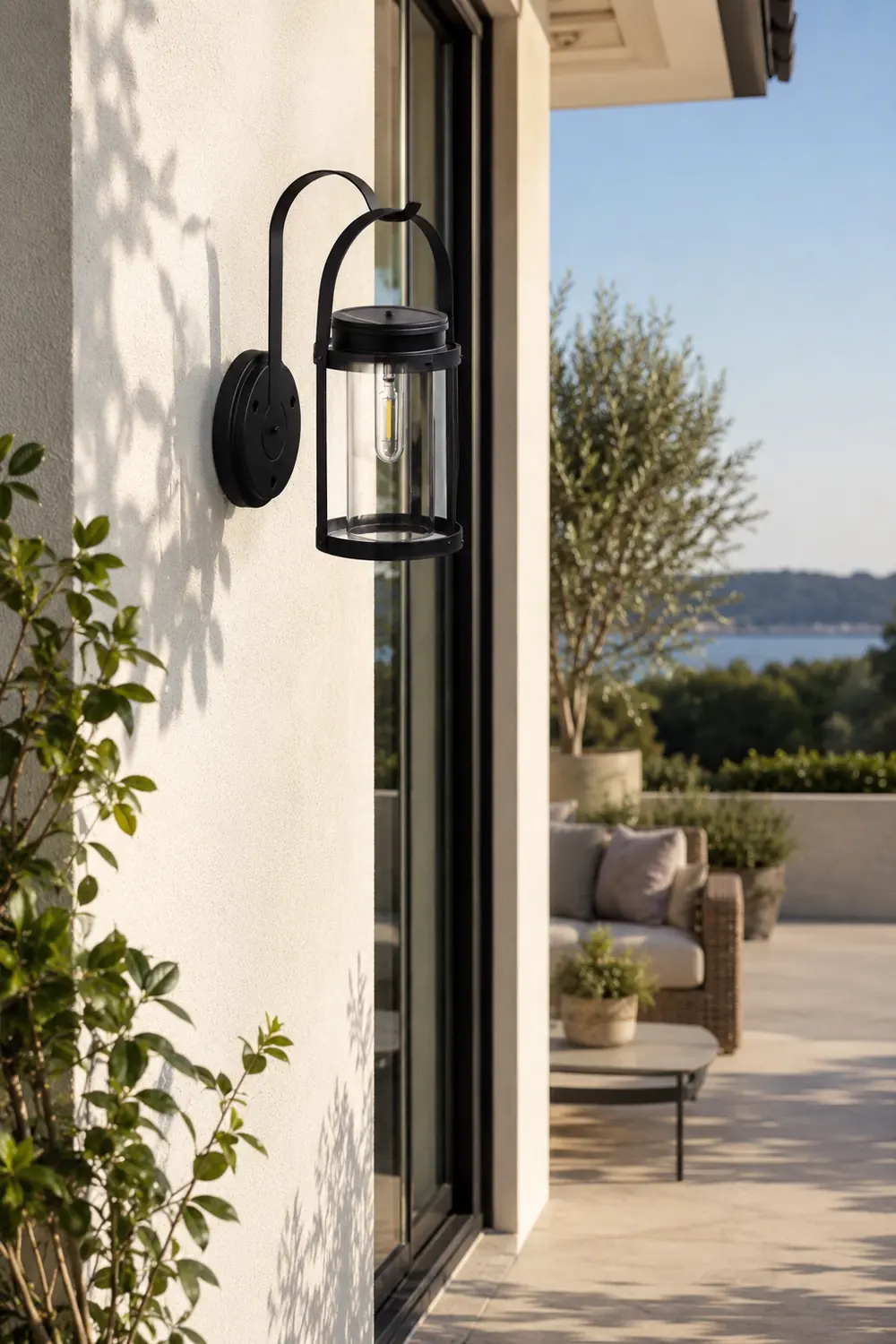 Portable Lantern Shaped LED Waterproof Modern Solar Plug in Wall Sconce Lighting - Lumpaz