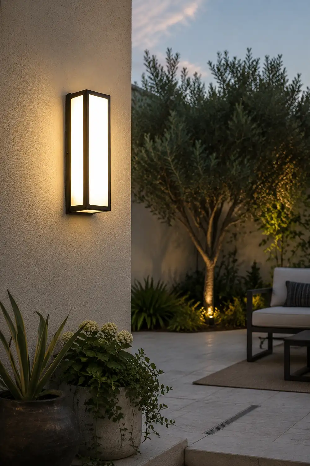 Rectangle LED Waterproof Motion Sensor Black Modern Wall Sconce Lighting - Lumpaz