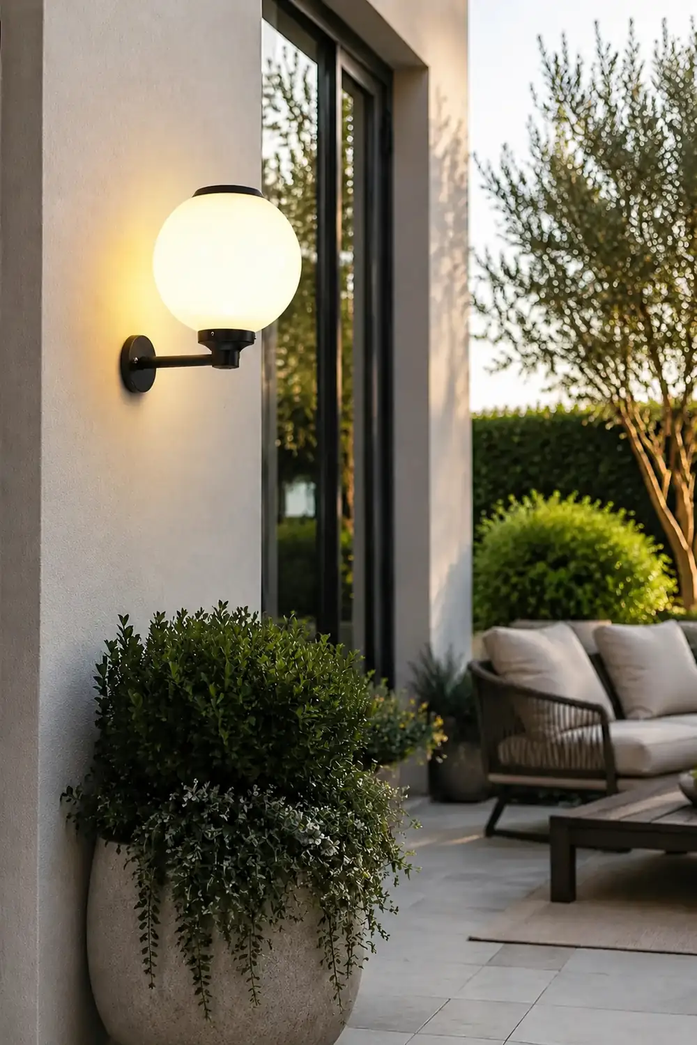 Round Three Step Dimming LED Modern Solar Wall Lights Outdoor Wall Lamp - Lumpaz