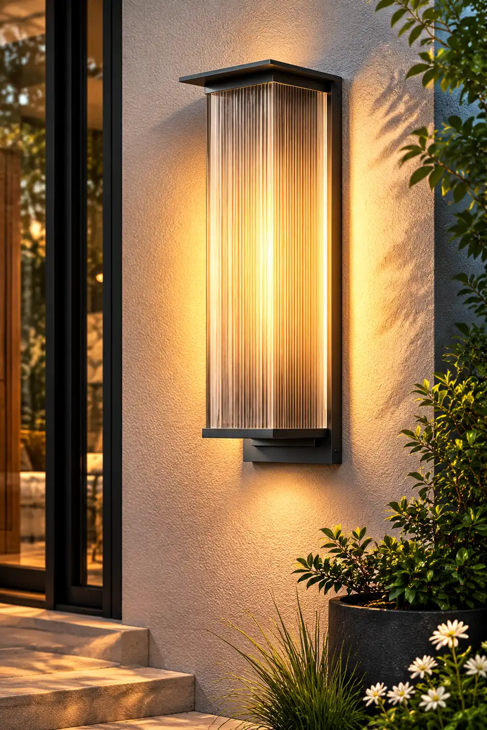 Rectangular Waterproof LED 3w Modern Outdoor Solar Wall Sconces Lighting - Lumpaz