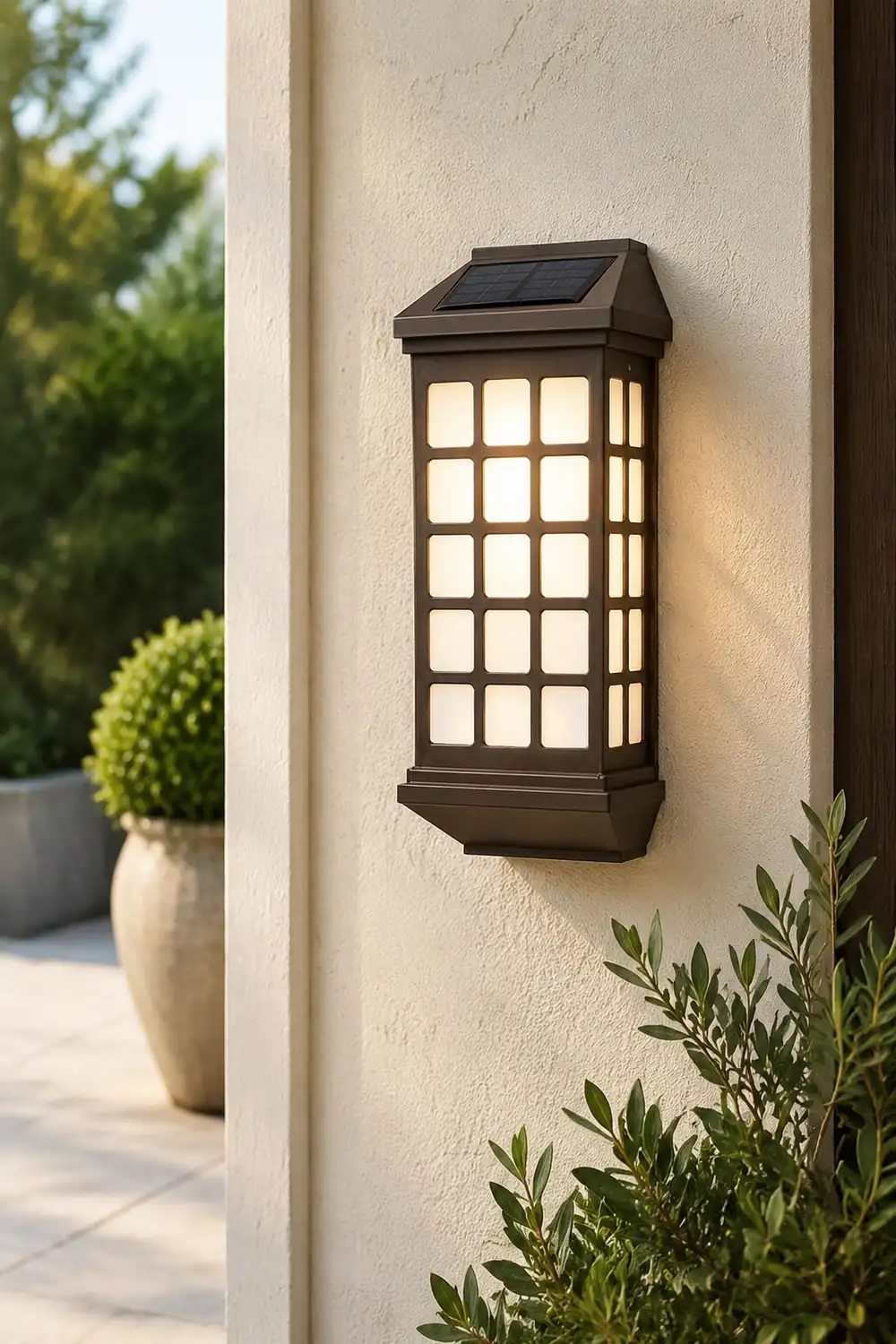 Solar LED Light-controlled Motion Sensor Modern Outdoor Wall Lamp - Lumpaz