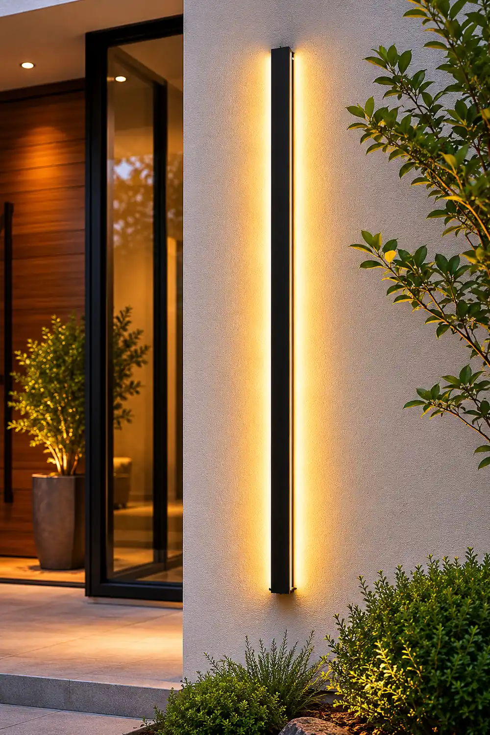 Black Long Strip LED Waterproof Modern Outdoor Wall Lights Porch Lights - Lumpaz
