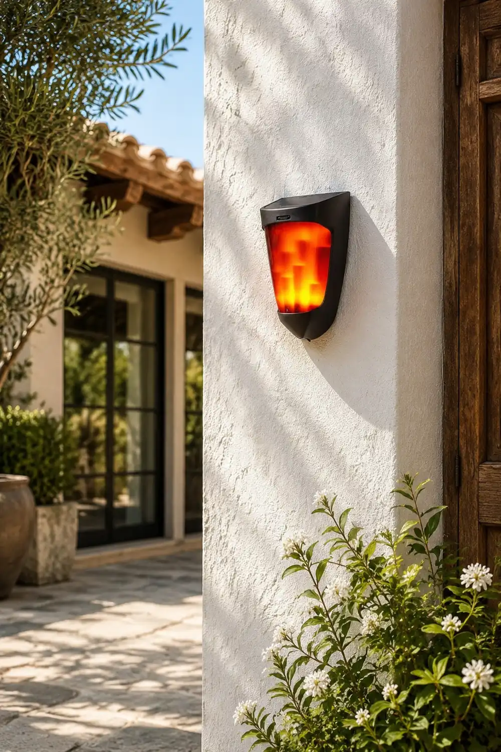 Solar Energy LED Outdoor Wall Lamp Flame Light Wall Sconce Lighting Wall Lights - Lumpaz