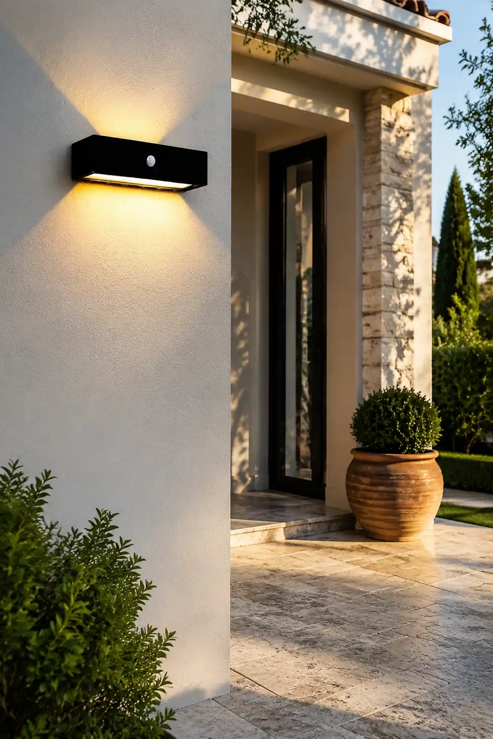 Waterproof LED Up and Down Lights Motion Sensor Modern Solar Wall Lamp - Lumpaz