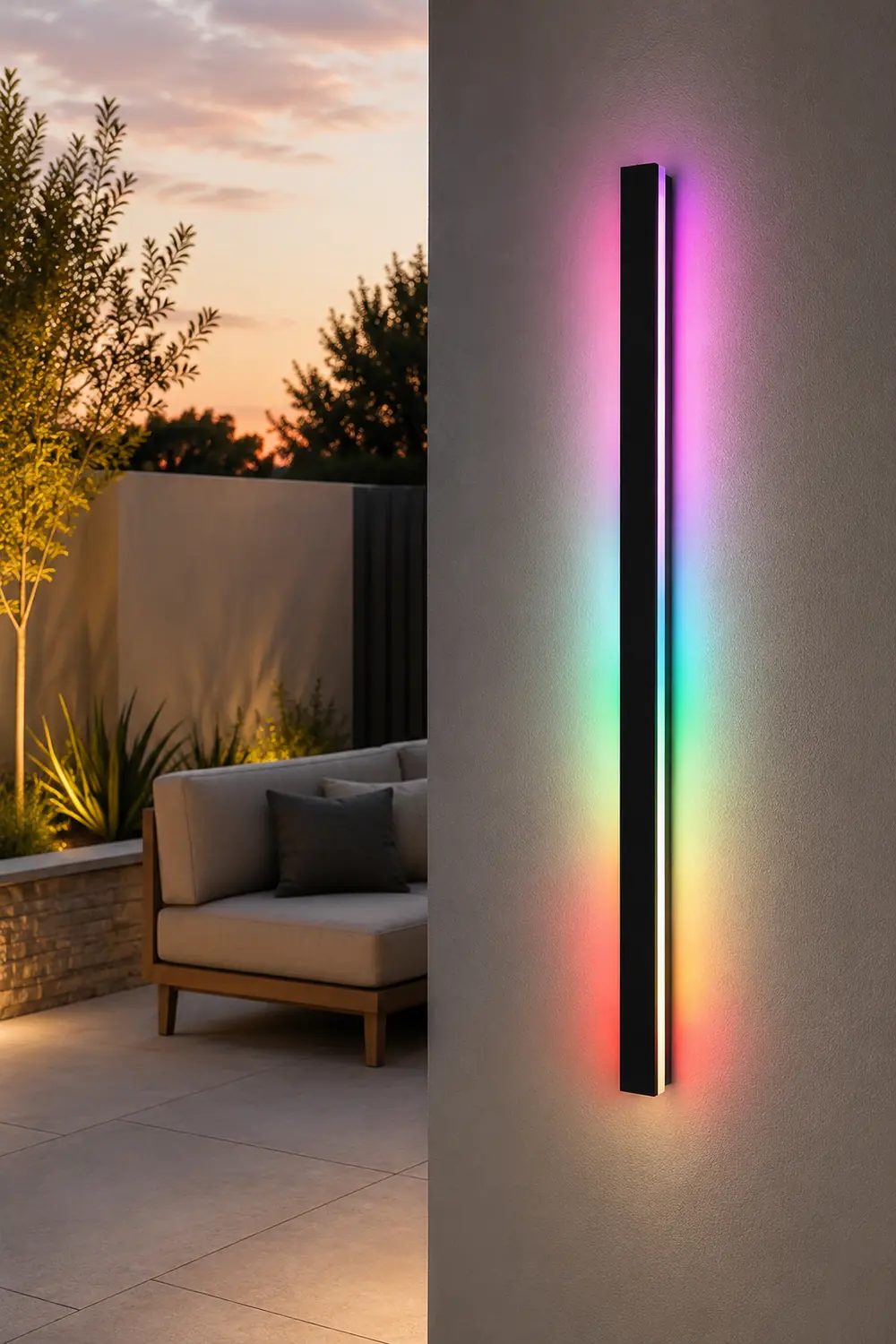 Black Long Strip LED RGB Outdoor Waterproof Wall Light - Lumpaz