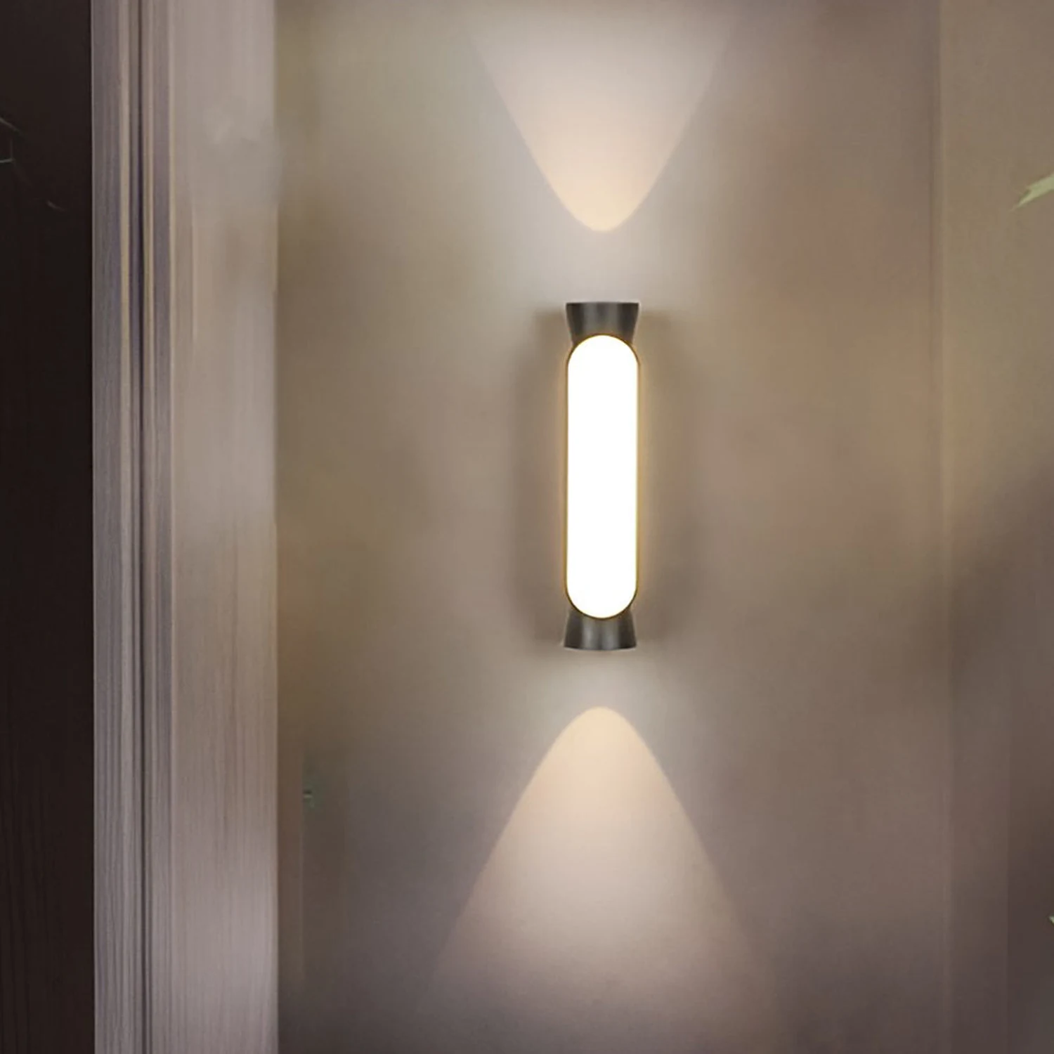 Waterproof LED Up and Down Lights Black Modern Outdoor Wall Sconce Lighting - Lumpaz