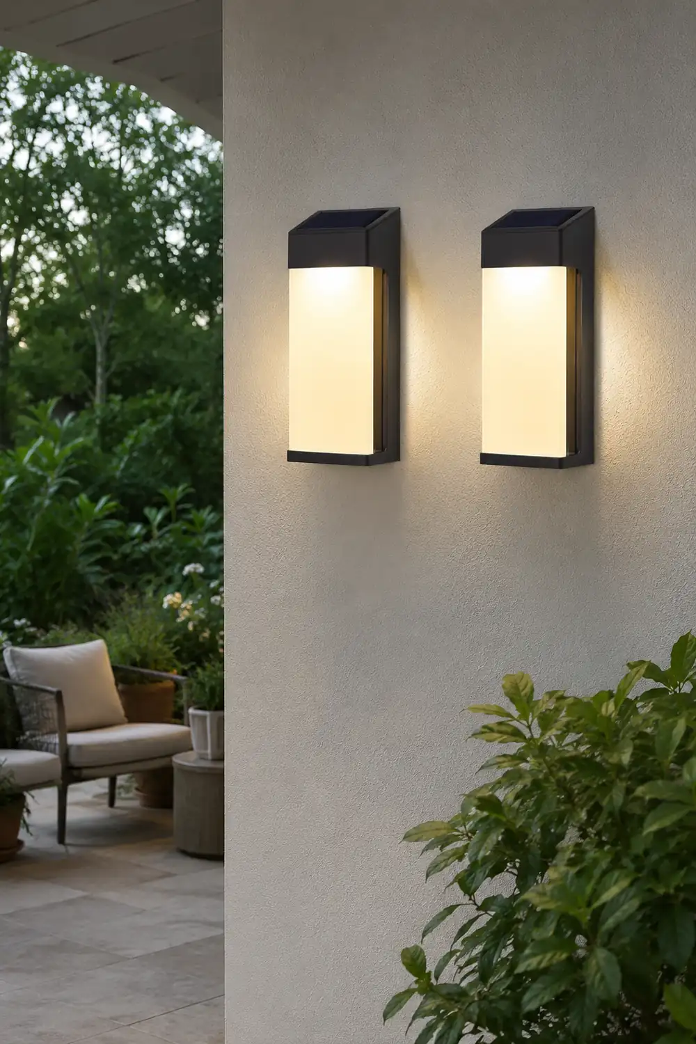2 Pcs Rectangular LED Light-controlled Waterproof Outdoor Solar Sconce Lighting - Lumpaz