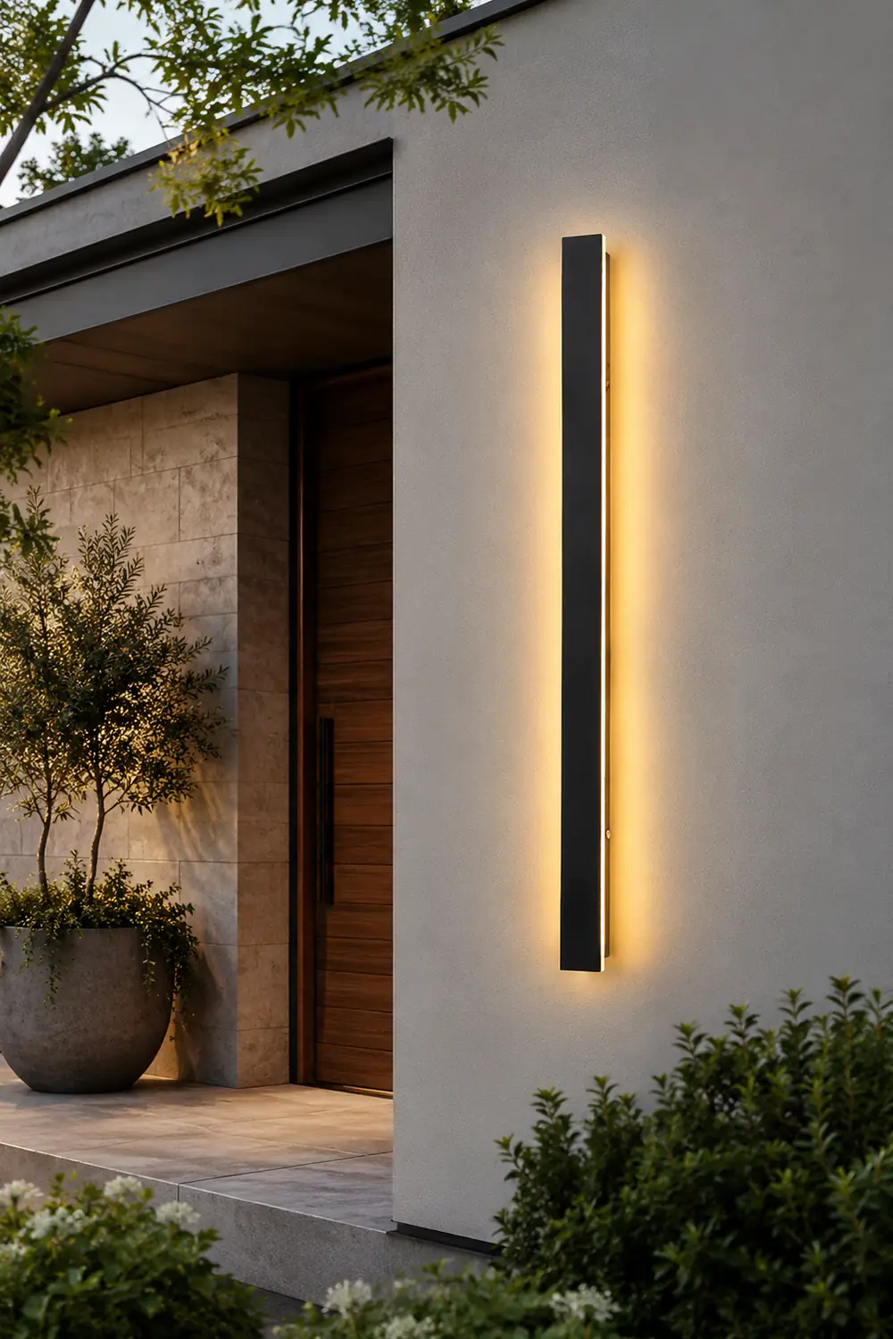 Outdoor Long Strip Waterproof Metal Black Modern Outdoor Wall Lights - Lumpaz