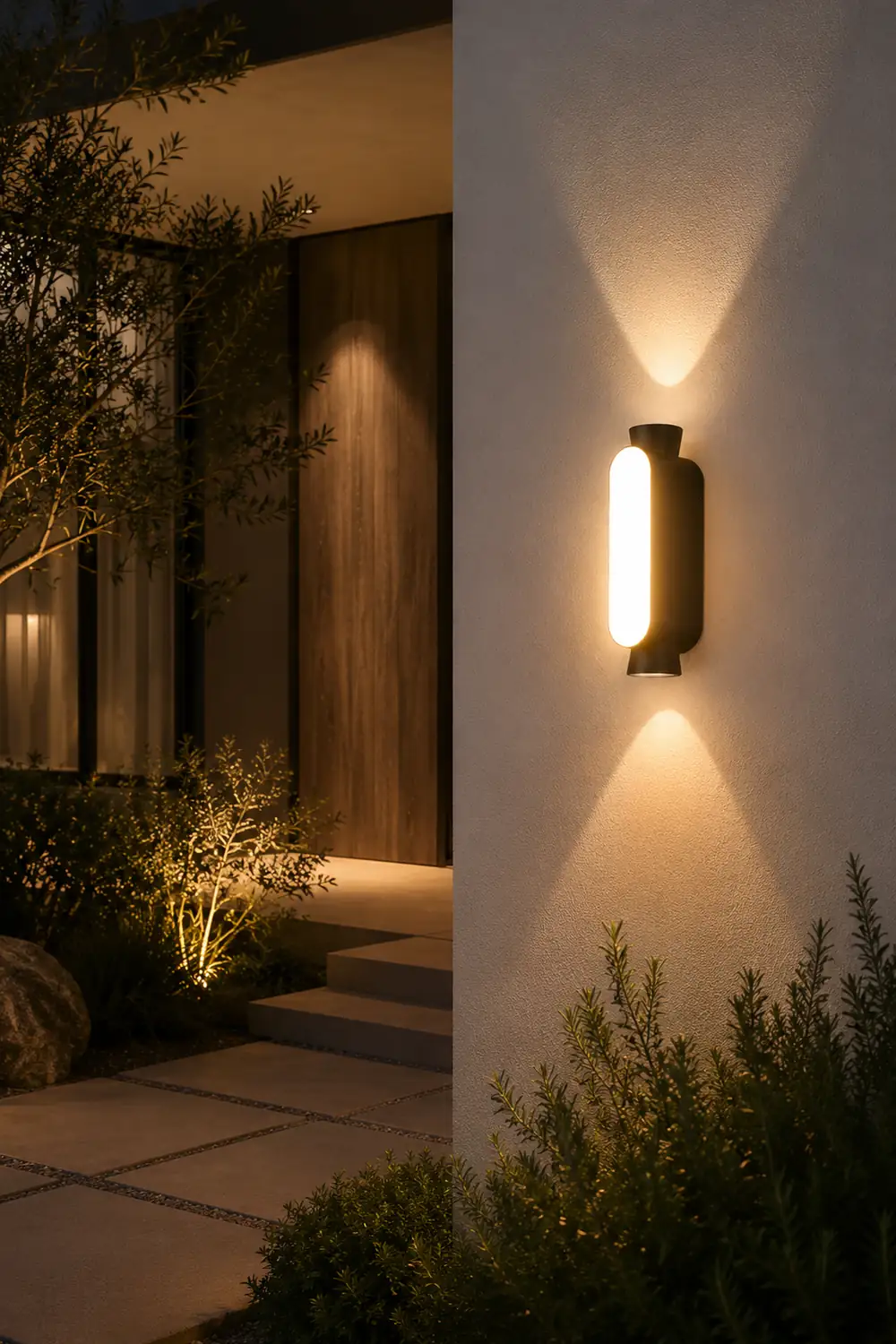 Waterproof LED Up and Down Lights Black Modern Outdoor Wall Sconce Lighting - Lumpaz