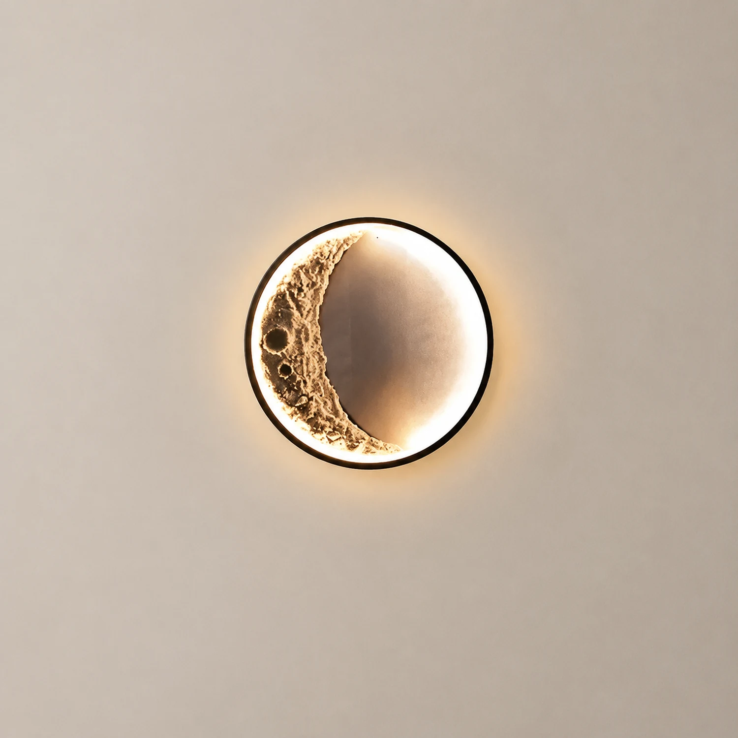 Round Creative Moon Resin Lunar Texture Waterproof Outdoor Wall Lights - Lumpaz