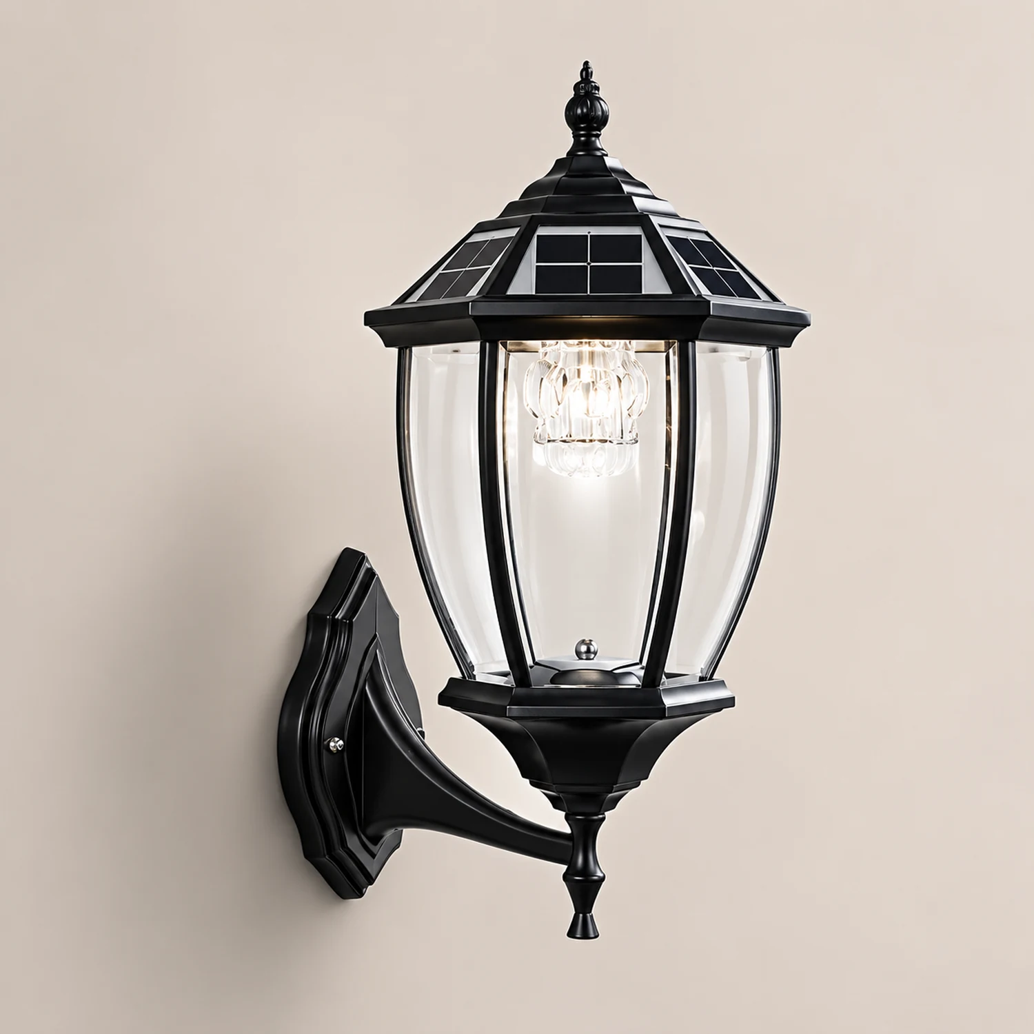 Led Waterproof Black Vintage Outdoor Solar Fence Post Lights with Remote - Lumpaz