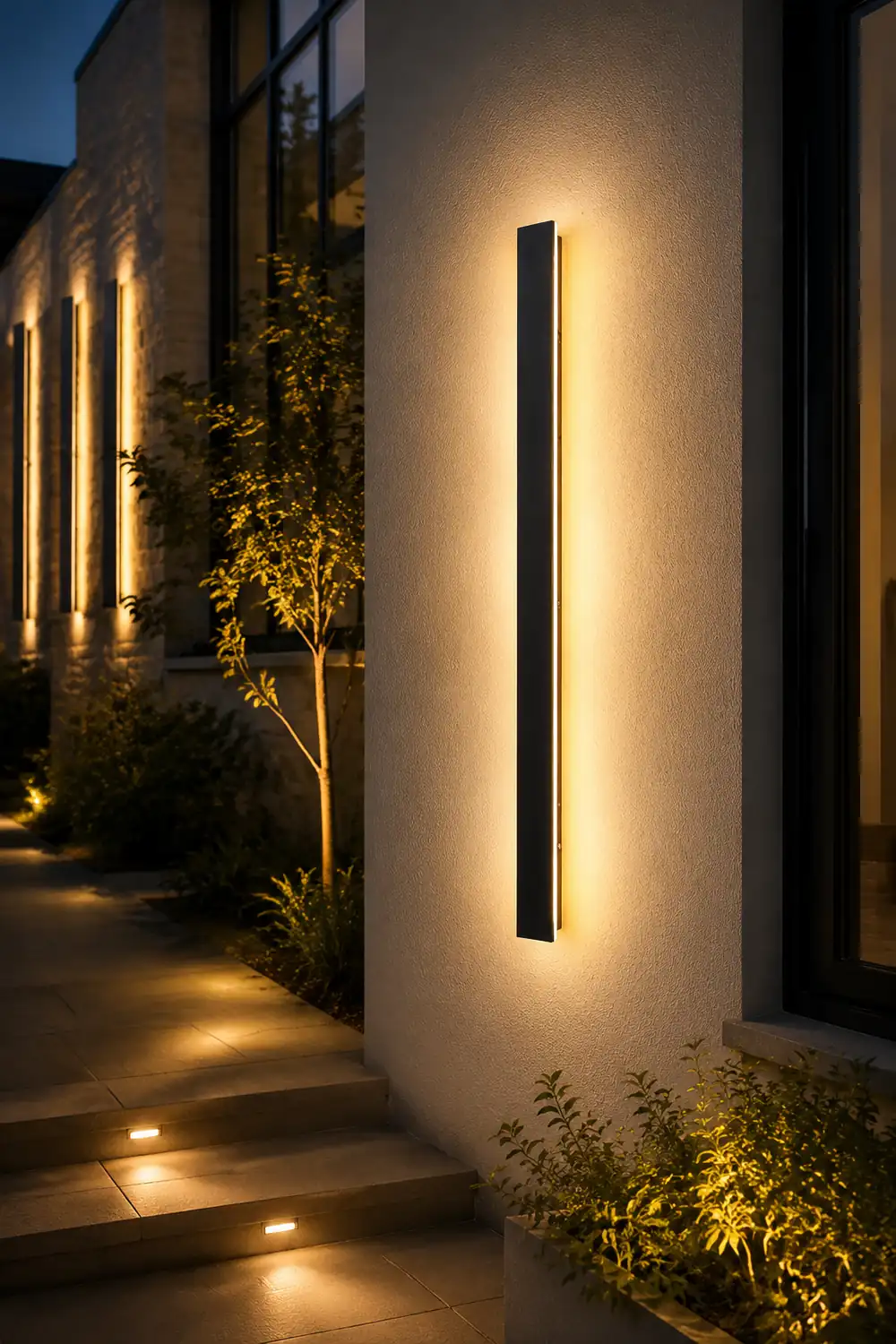 Outdoor Long Strip Waterproof Metal Black Modern Outdoor Wall Lights - Lumpaz