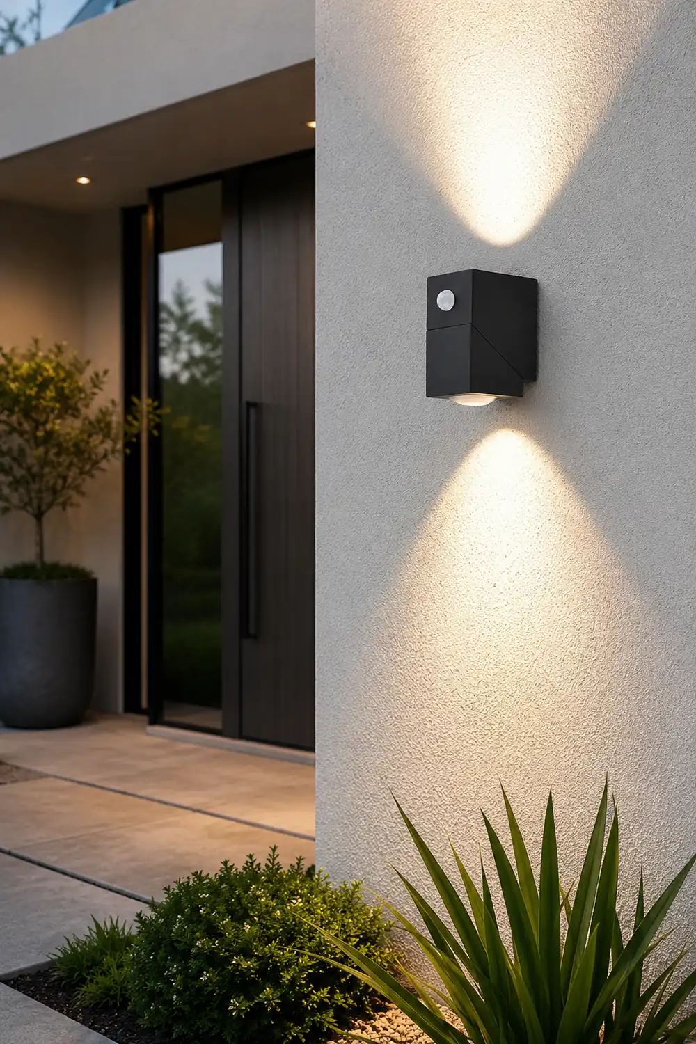 Adjustable Up and Down Light Motion Sensor Waterproof Black Wall Lamp - Lumpaz