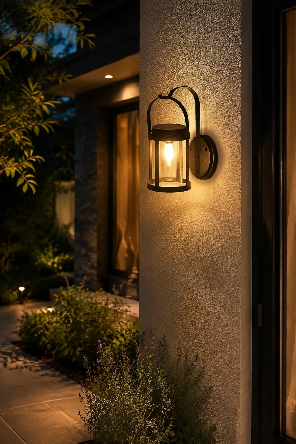 Portable Lantern Shaped LED Waterproof Modern Solar Plug in Wall Sconce Lighting - Lumpaz