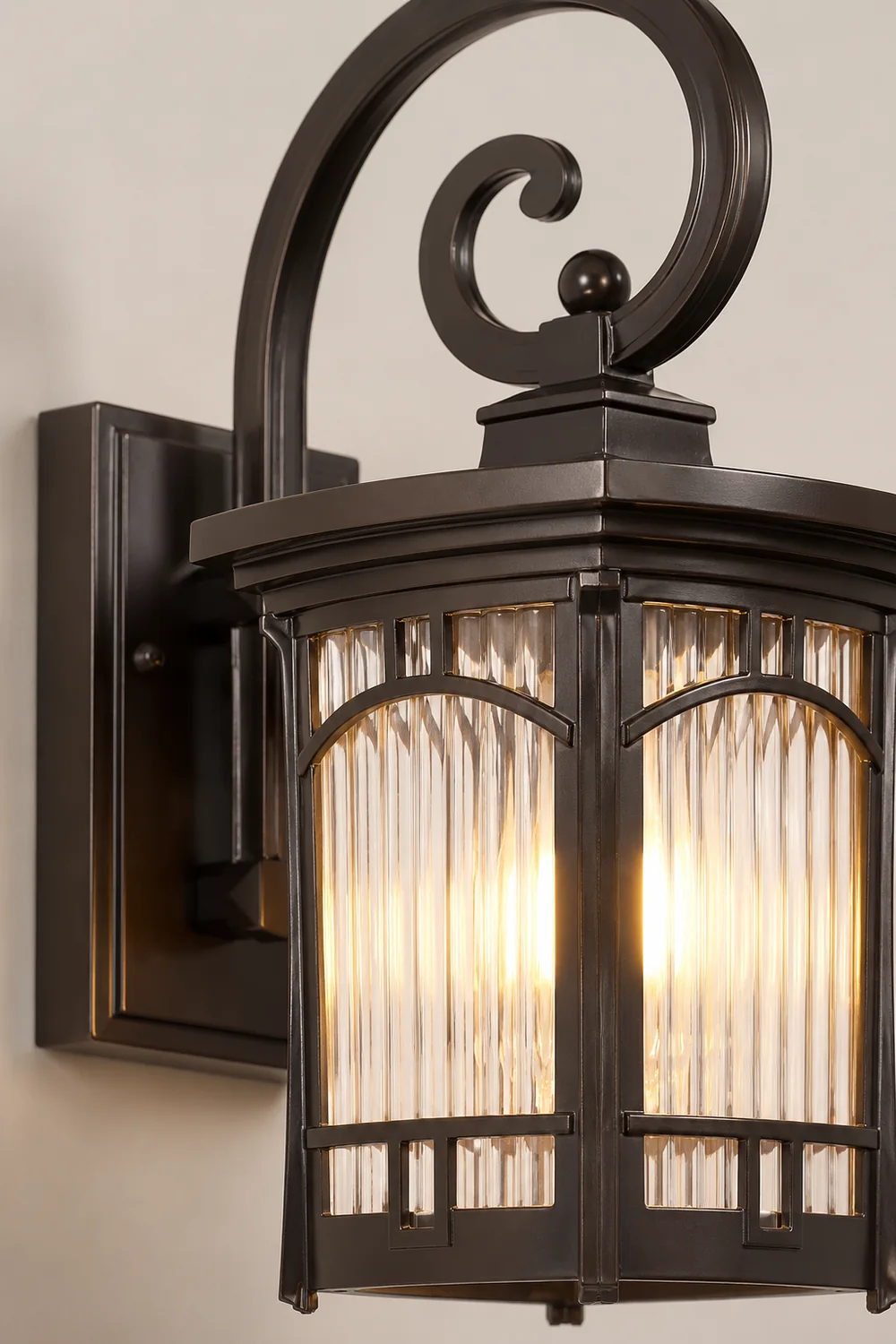 Vintage Striped Glass Shade Waterproof Modern Outdoor Wall Lights - Lumpaz