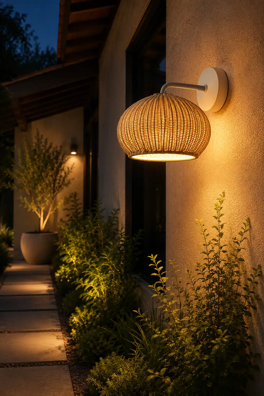 Lantern Shaped Waterproof Rattan Modern Outdoor Wall Lamp Chandelier - Lumpaz