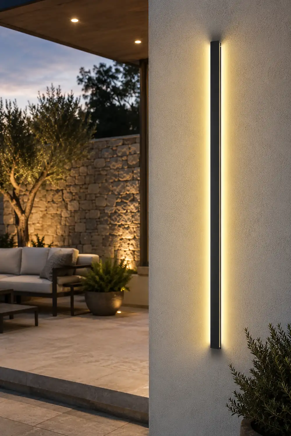 Long Strip LED Waterproof Black Minimalist Outdoor Wall Lights Exterior Lights - Lumpaz