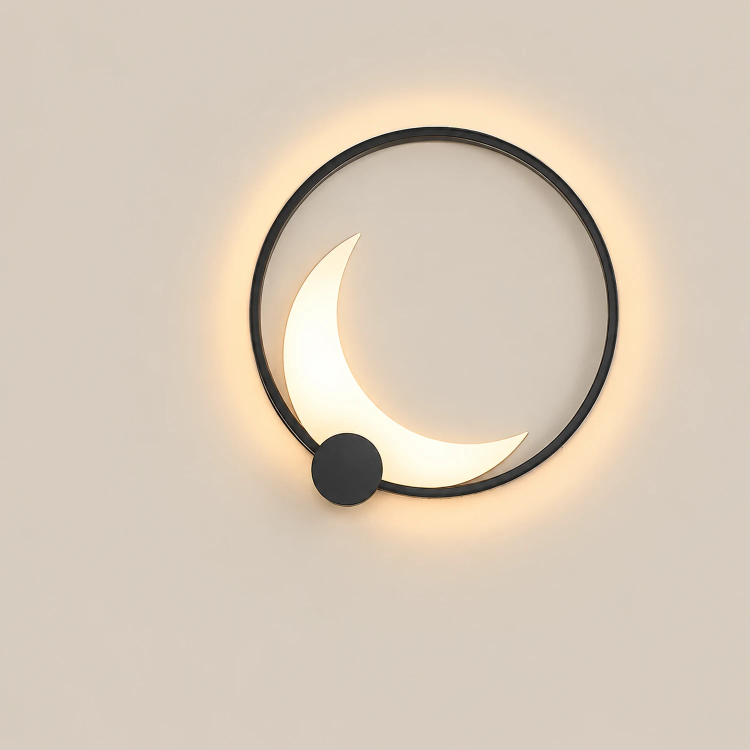 Round Moon Waterproof Black LED Wall Sconce Lighting Outdoor Wall Lamp - Lumpaz