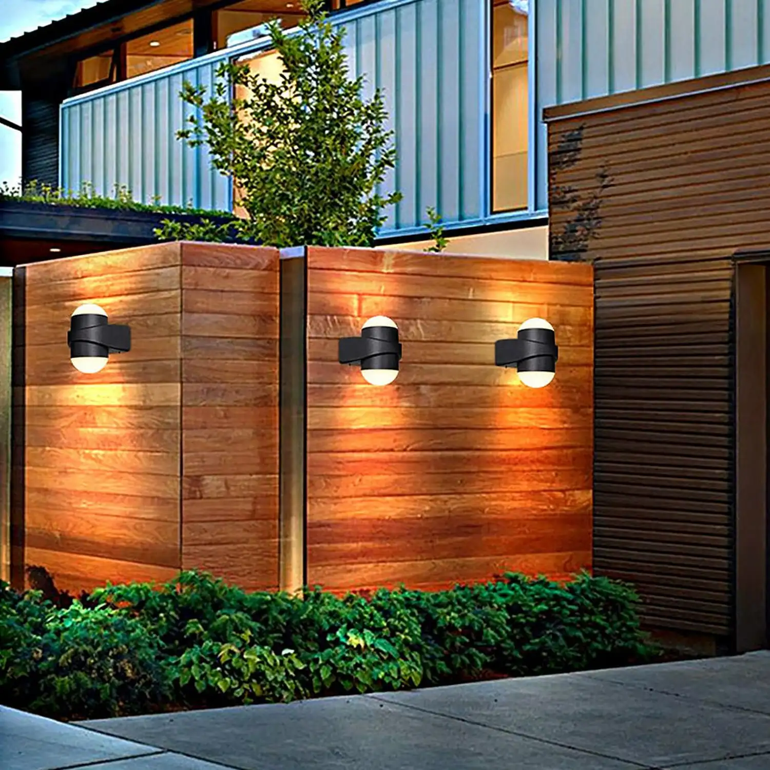 Round Waterproof LED Black Modern Up and Down Lights Outdoor Wall Sconces - Lumpaz