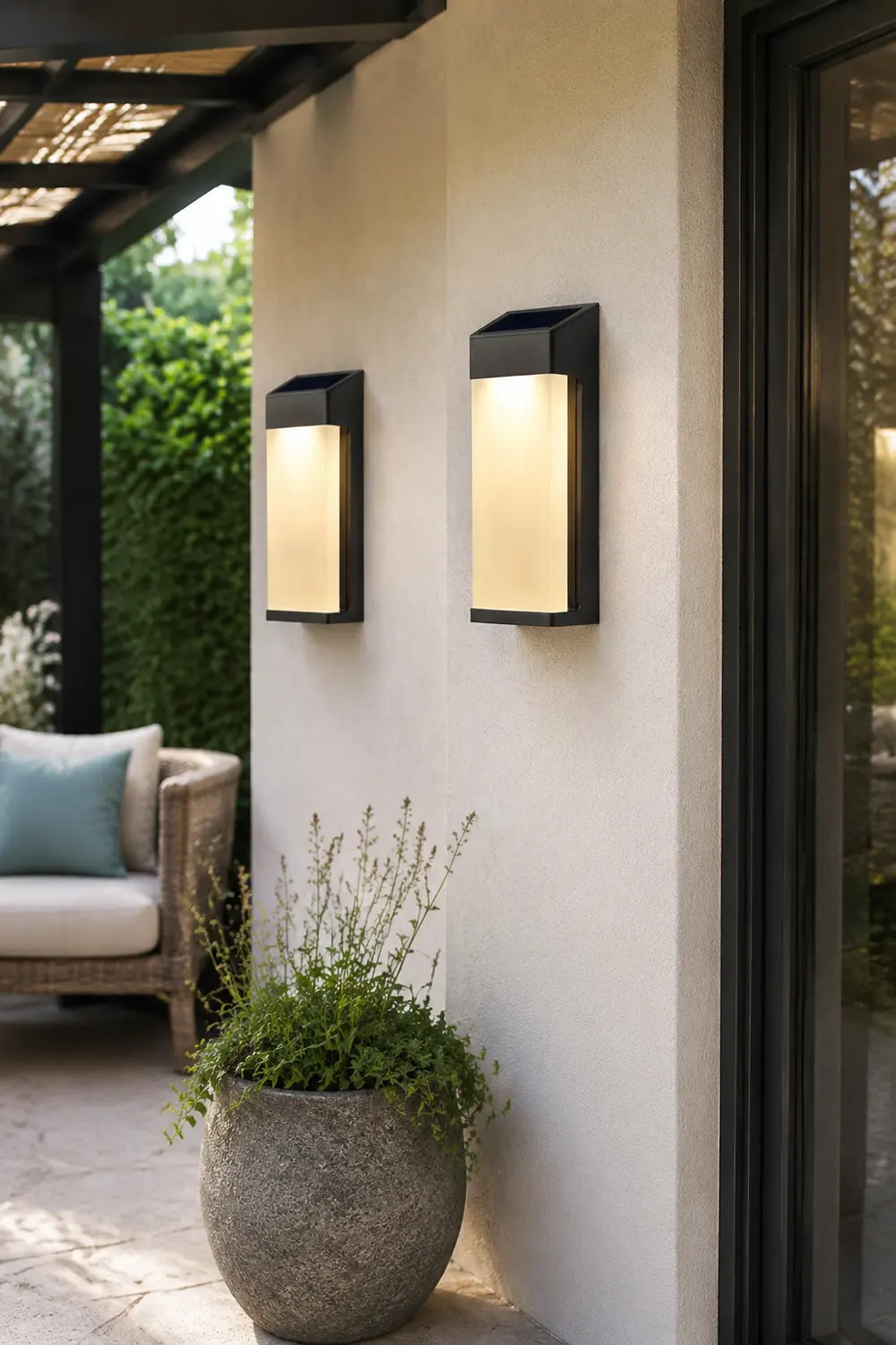 2 Pcs Rectangular LED Light-controlled Waterproof Outdoor Solar Sconce Lighting - Lumpaz