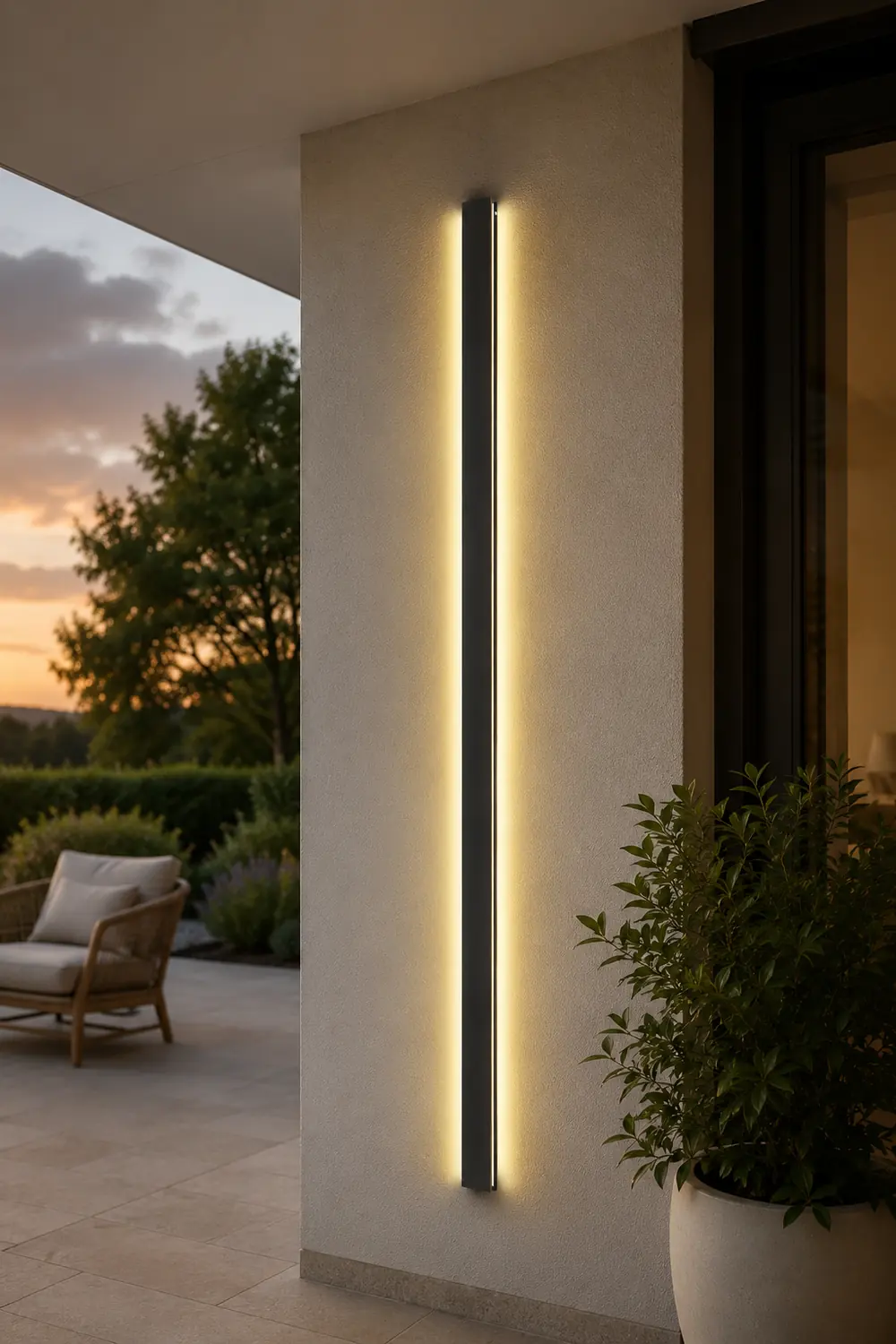 LED Long Strip Metal Waterproof Black Minimalist Outdoor Wall Lights - Lumpaz