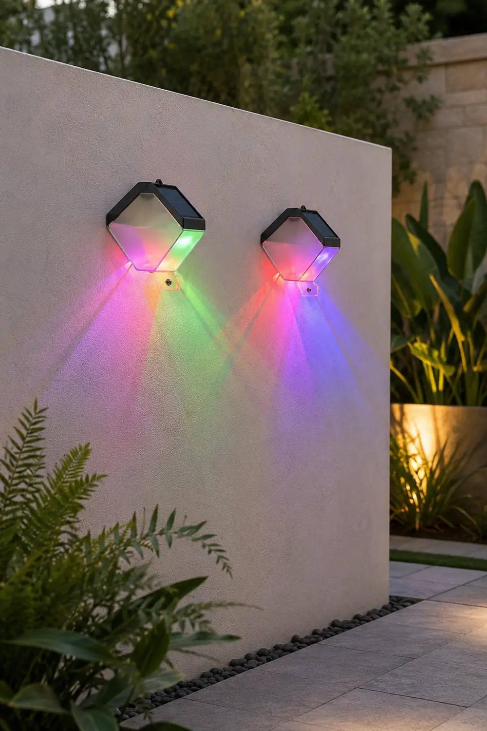 2Pcs Waterproof LED Multi Color Light Modern Solar Wall Washer Light - Lumpaz