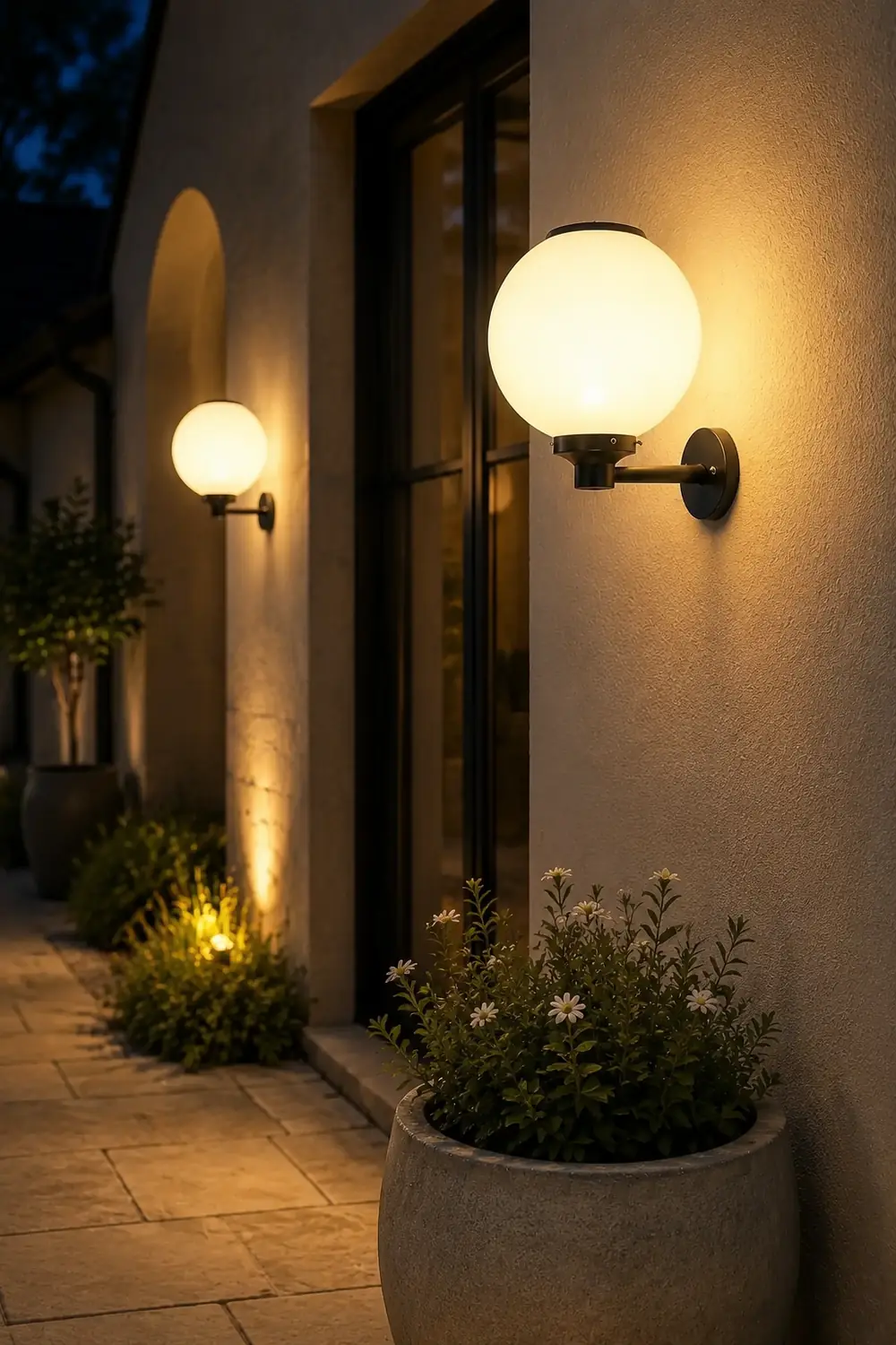 Round Three Step Dimming LED Modern Solar Wall Lights Outdoor Wall Lamp - Lumpaz