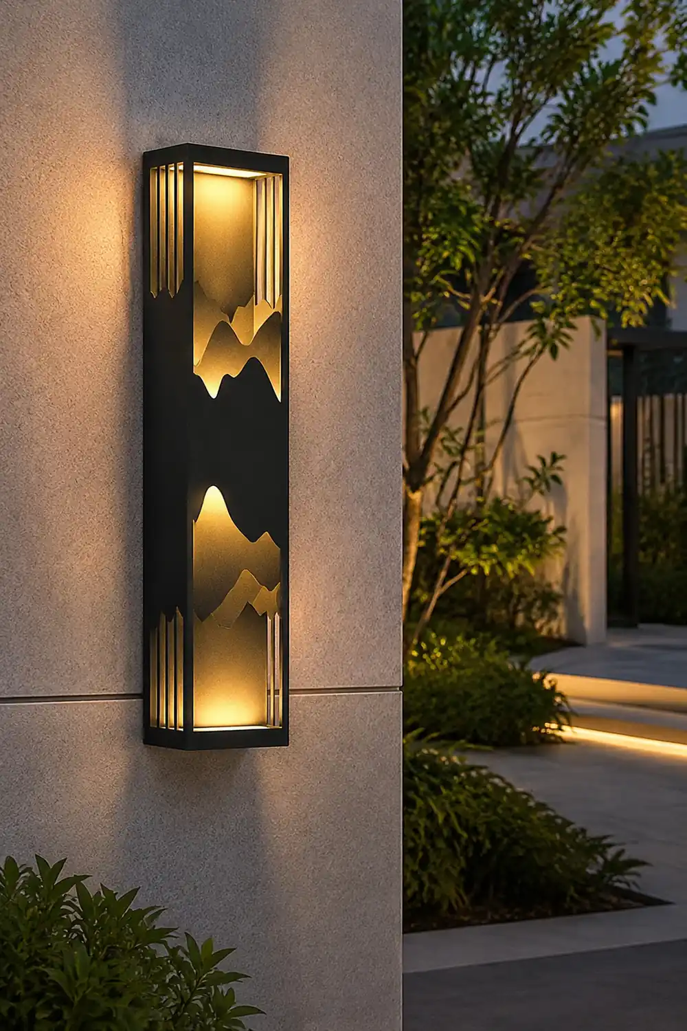 Mountain Scenery LED up Down Lighting Waterproof Solar Wall Lamp Porch Lights - Lumpaz