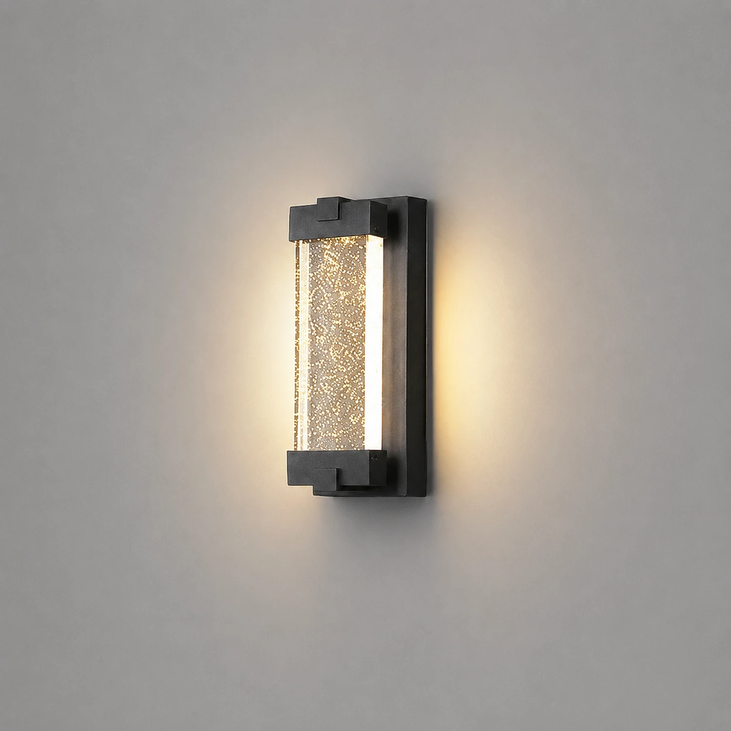 Rectangular Bubbles Crystal Waterproof COB Black Outdoor Wall Lights - Lumpaz