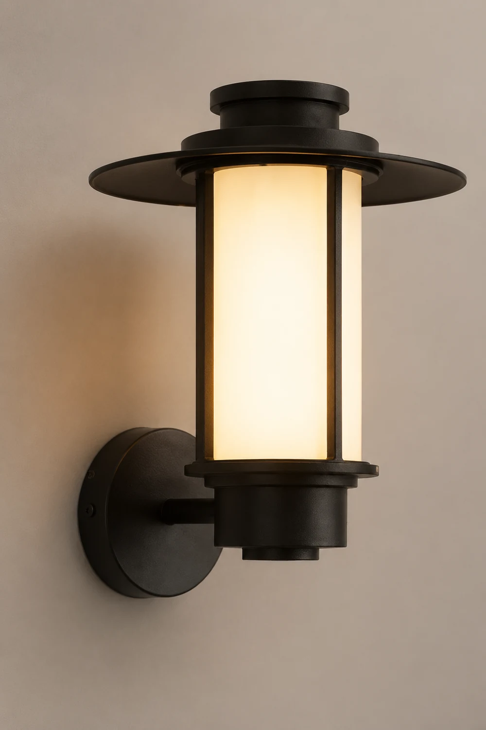 Top Hats Shape Aluminum LED Waterproof Black Retro Outdoor Wall Lights - Lumpaz