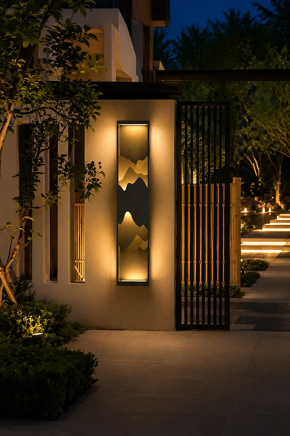 Mountain Scenery LED up Down Lighting Waterproof Solar Wall Lamp Porch Lights - Lumpaz